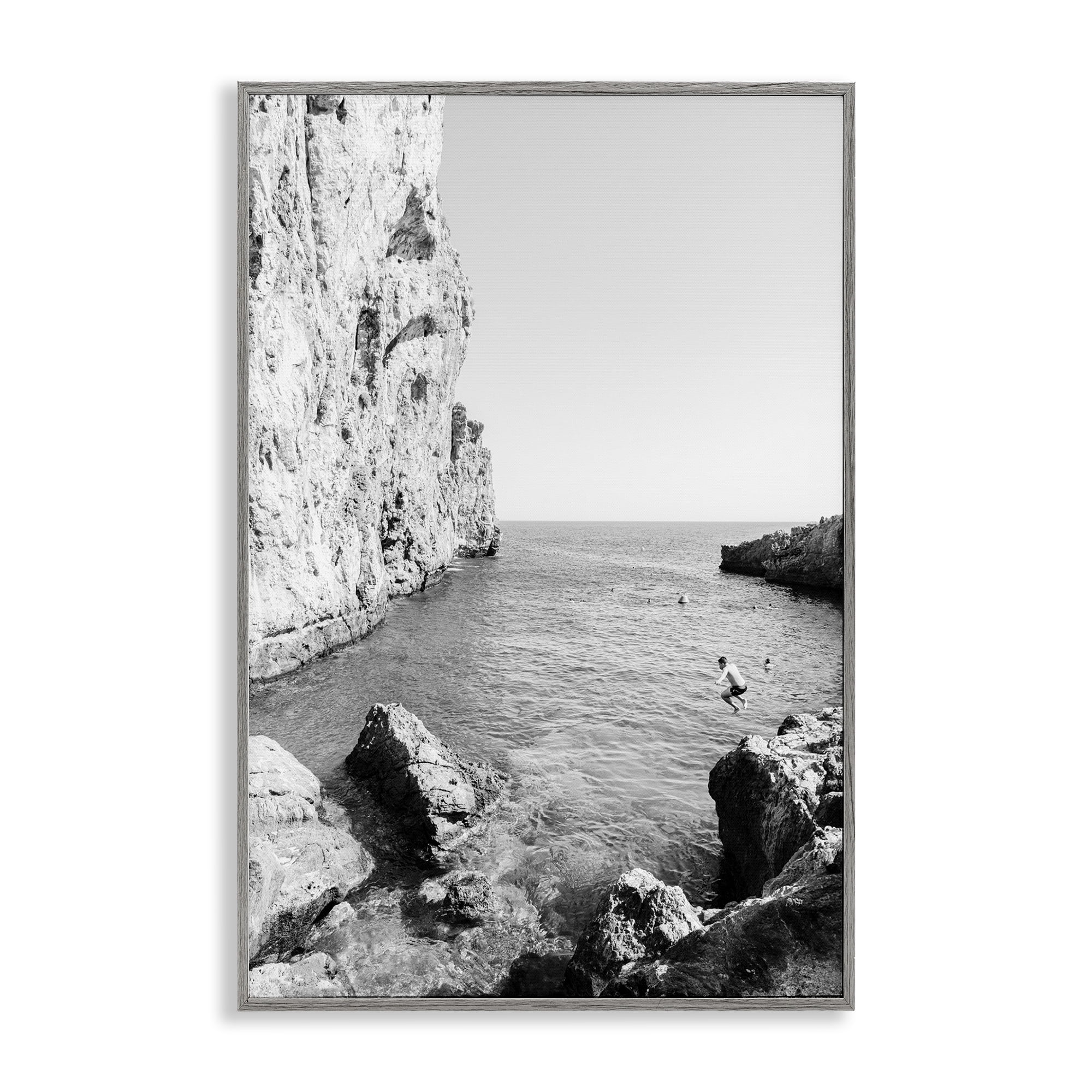 Stupell Industries The Dive Cove Coastal Photography Gray Framed Art Print Wall Art, 20 x 30
