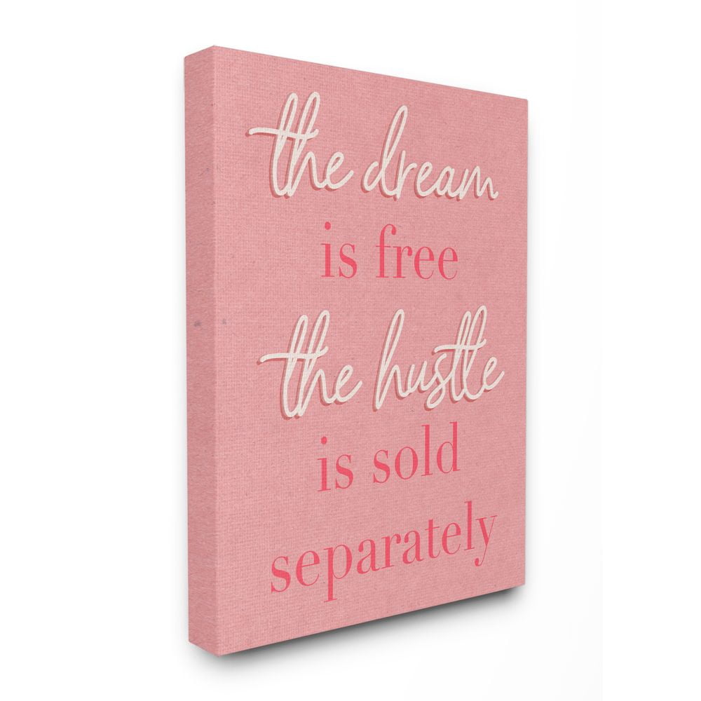 Stupell Industries The Dream Is Free Fashion Modern Pink Textured Word Design Canvas Wall Art by Daphne Polselli