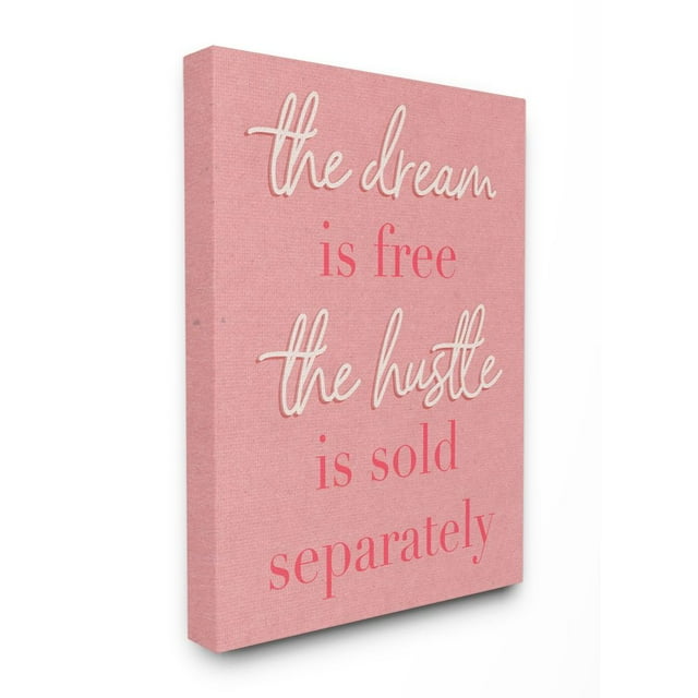 Stupell Industries The Dream Is Free Fashion Modern Pink Textured Word Design Canvas Wall Art by Daphne Polselli