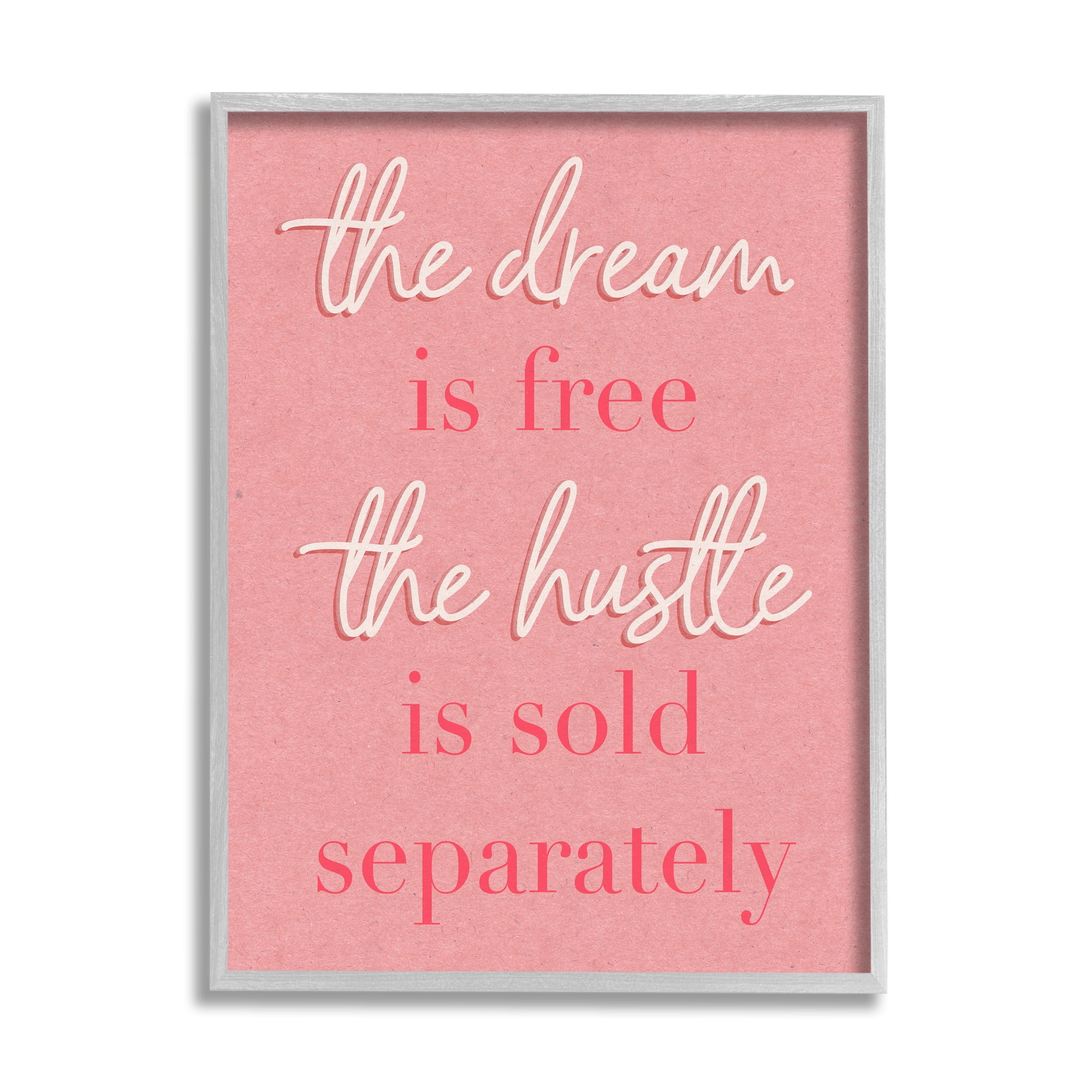 Stupell Industries The Dream Is Free Fashion Modern Pink Textured Word Design Graphic Art Framed Art Print Wall Art, 11x14, By Daphne Polselli