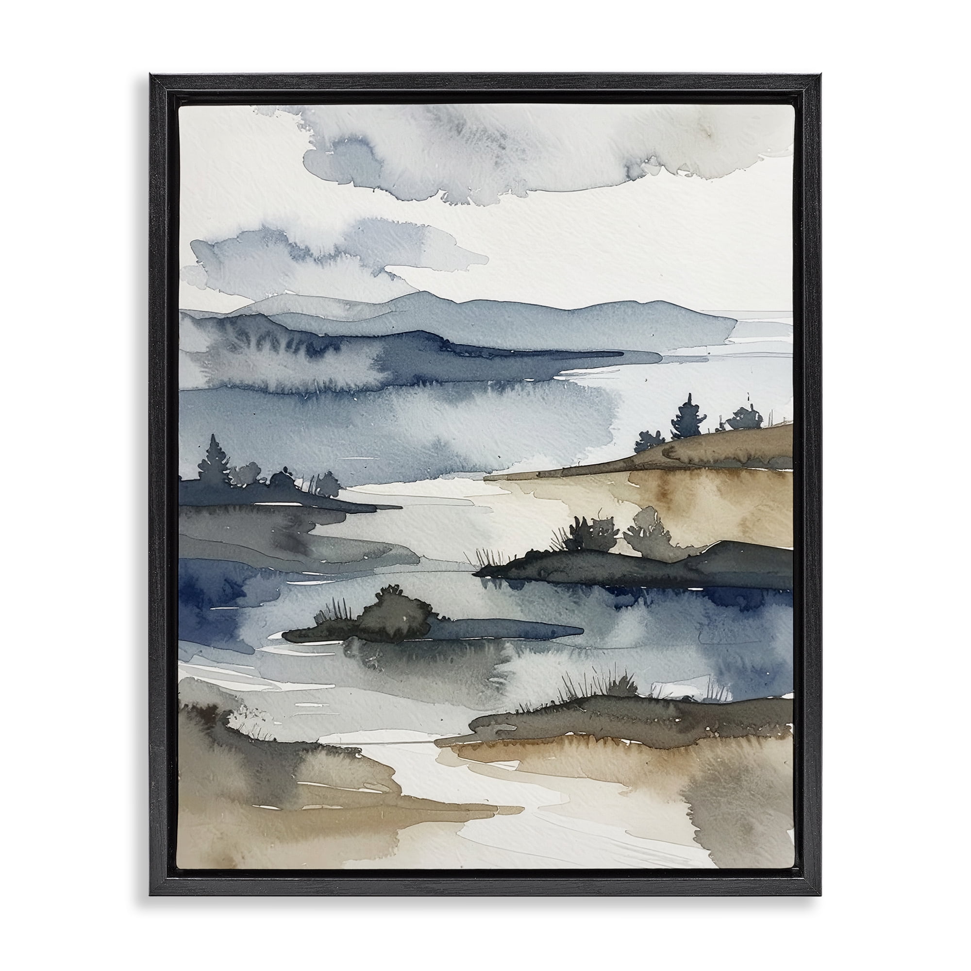 Stupell Industries The Flow Of Water Black Framed Floater Canvas Wall Art, design by Alonza Saunders