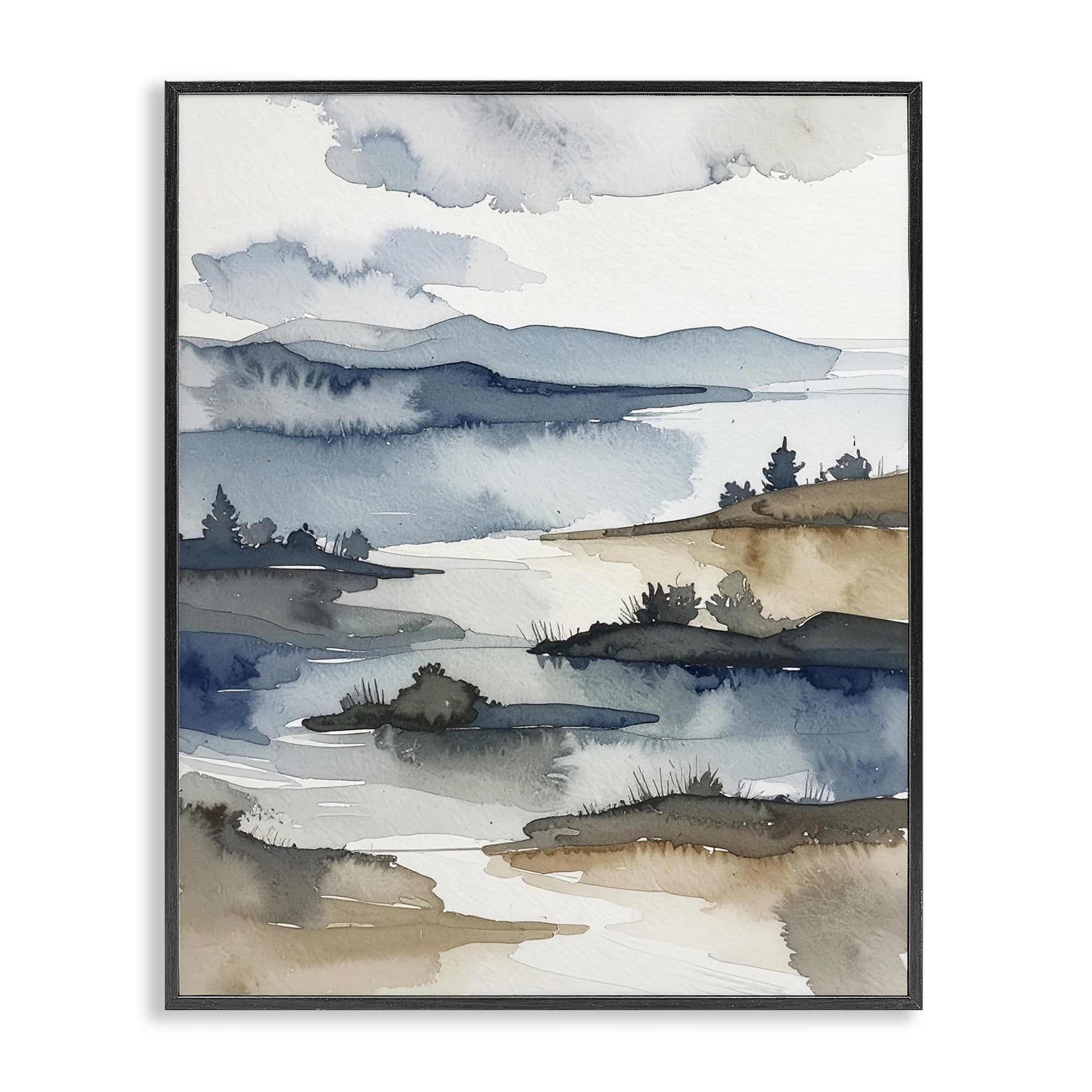 Stupell Industries The Flow Of Water Black Framed Giclee Art, design by Alonza Saunders