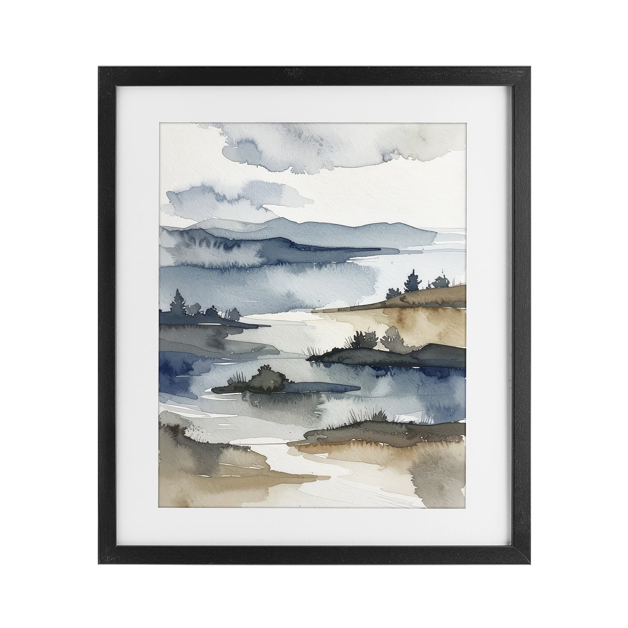 Stupell Industries The Flow Of Water Black Framed Print Under Glass, design by Alonza Saunders
