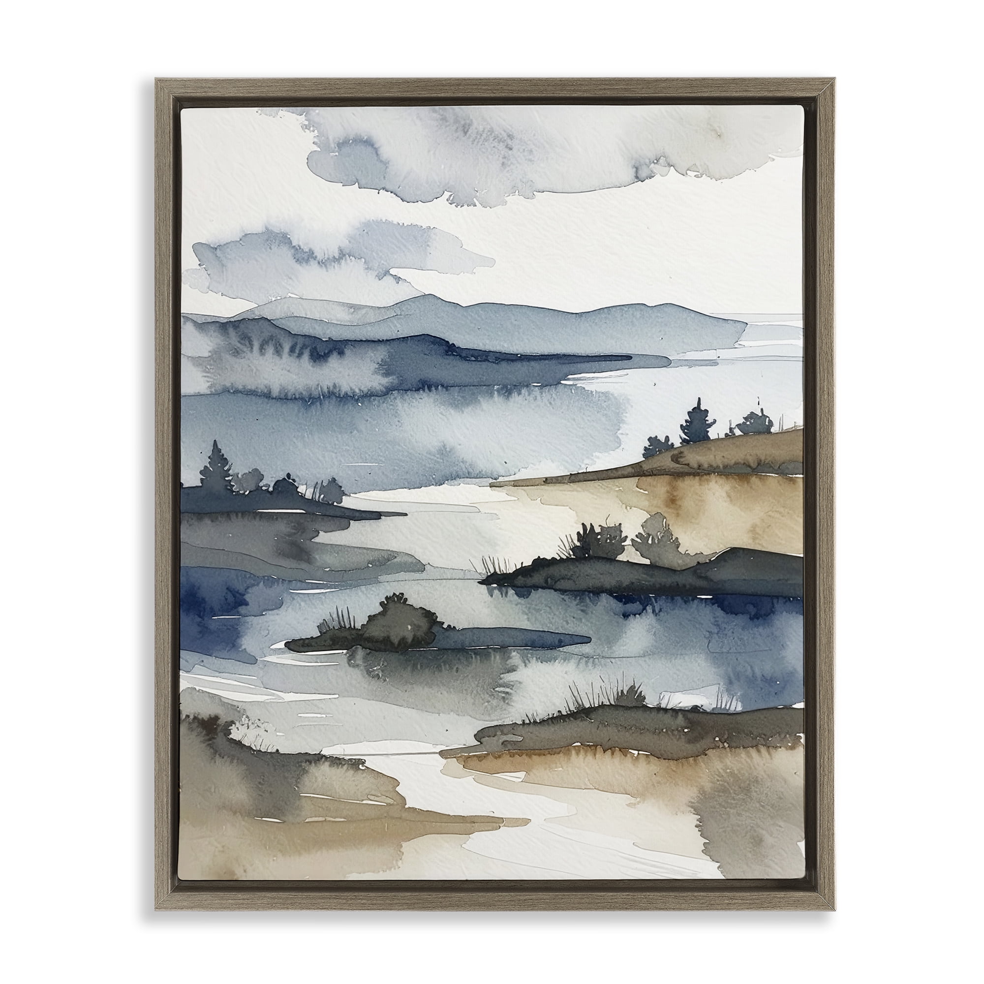 Stupell Industries The Flow Of Water Brown Framed Floater Canvas Wall Art, design by Alonza Saunders