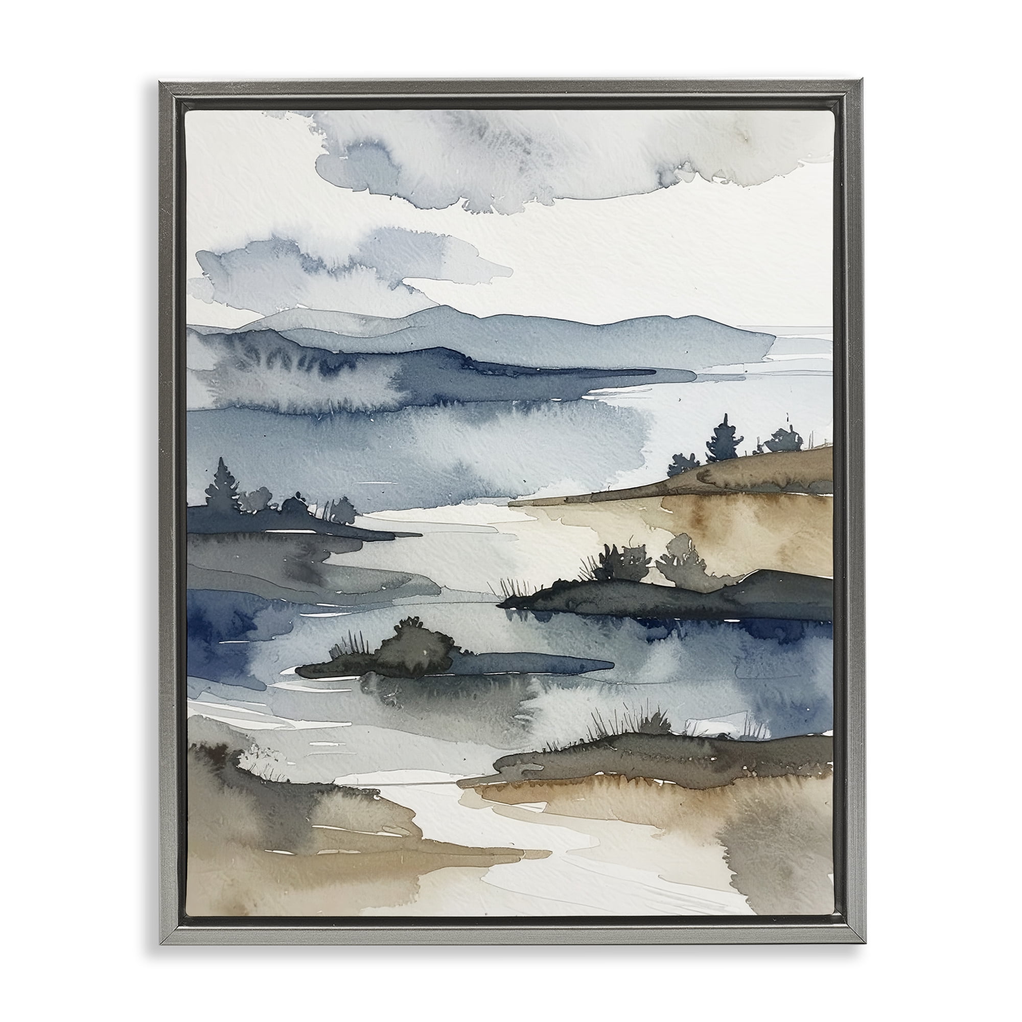 Stupell Industries The Flow Of Water Gray Framed Floater Canvas Wall Art, design by Alonza Saunders