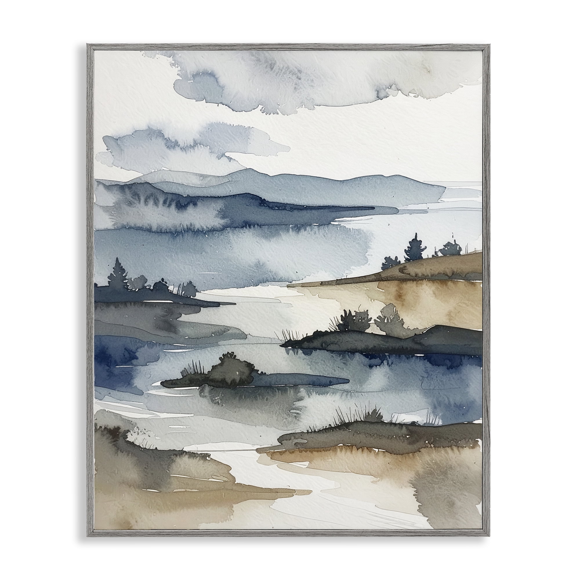 Stupell Industries The Flow Of Water Gray Framed Giclee Art, design by Alonza Saunders