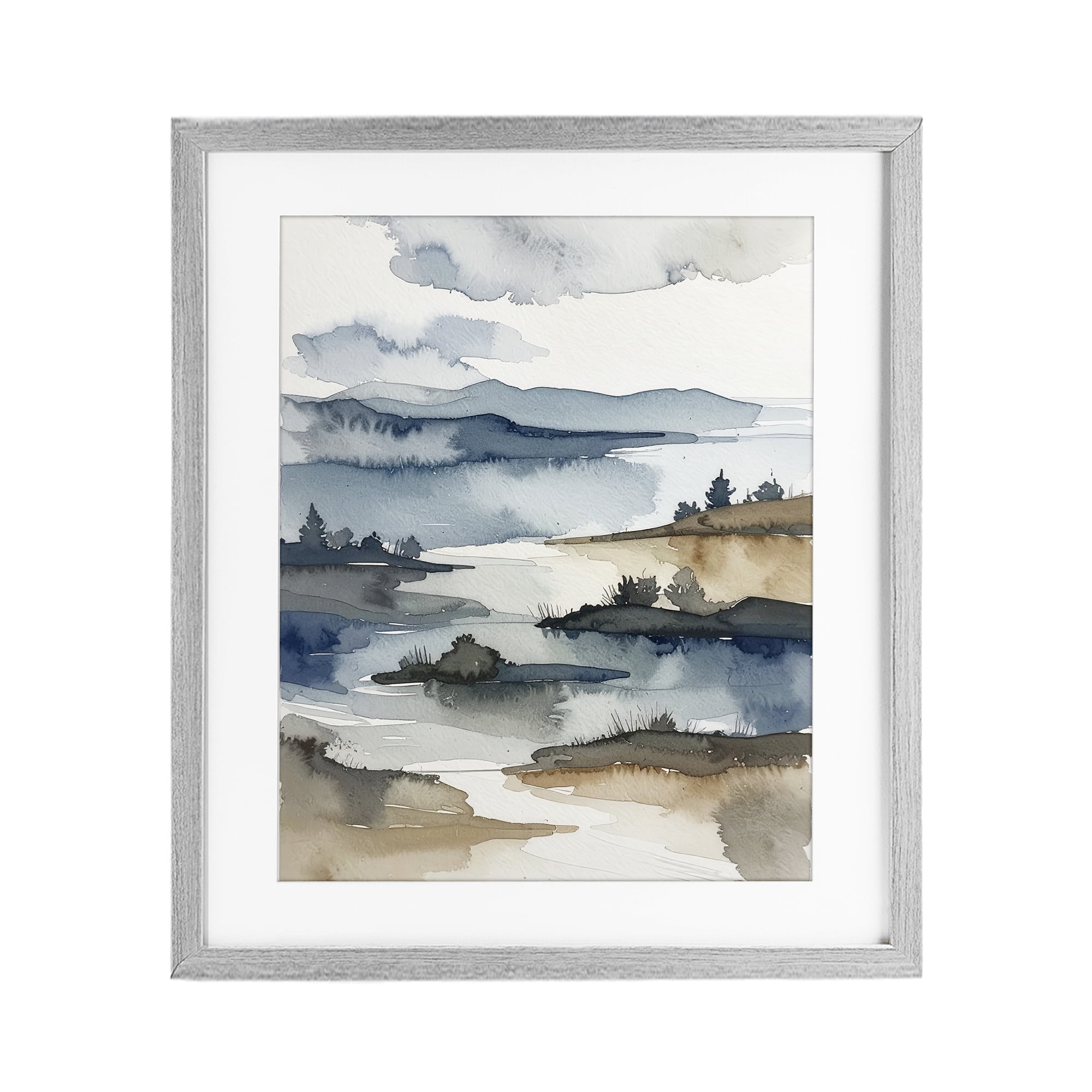 Stupell Industries The Flow Of Water Gray Framed Print Under Glass, design by Alonza Saunders