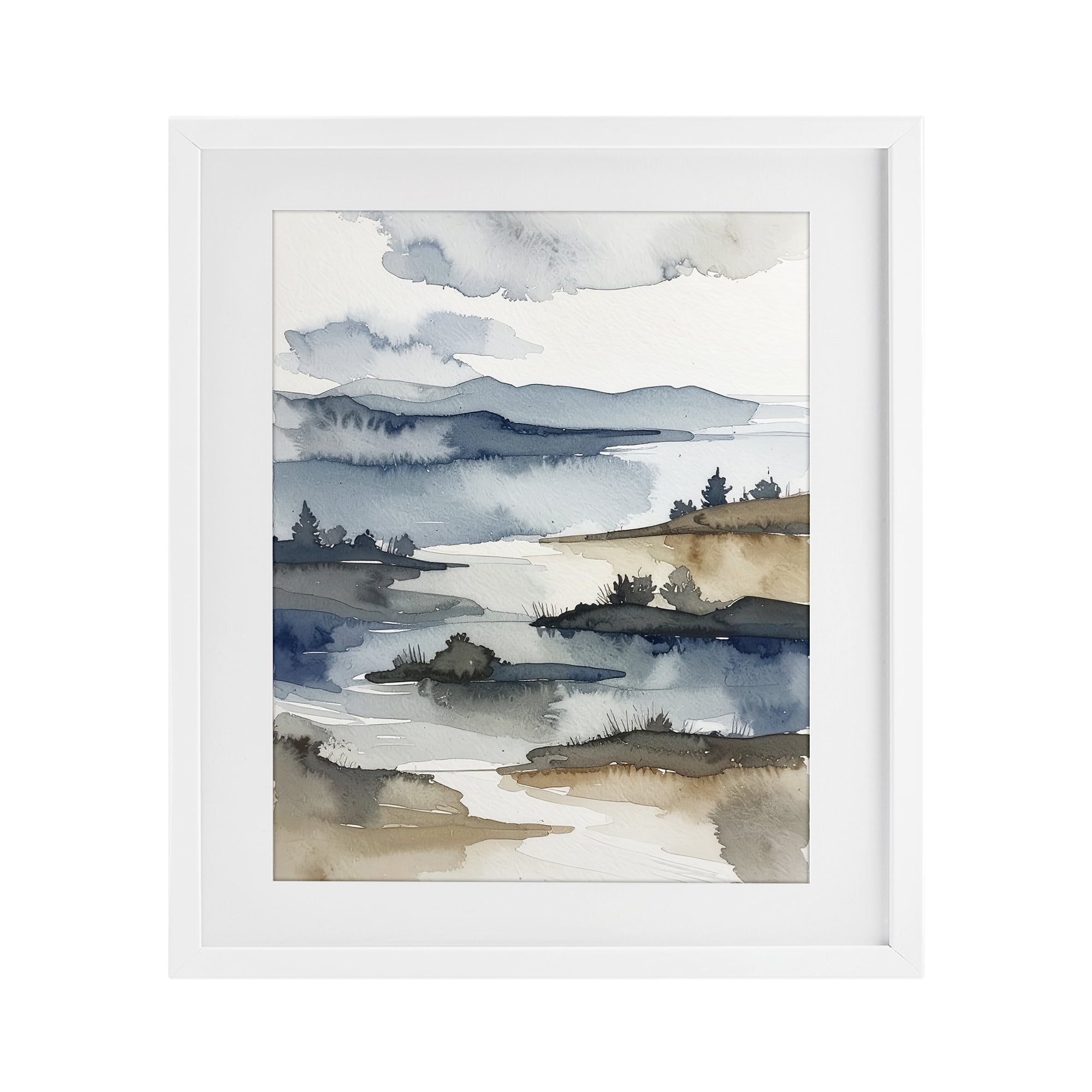 Stupell Industries The Flow Of Water White Framed Print Under Glass, design by Alonza Saunders