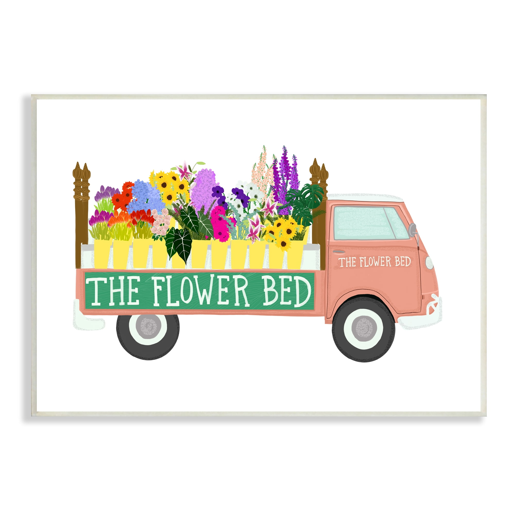 Stupell Industries The Flower Bed Pink Farm Delivery Truck Botanical & Floral Painting Unframed Art Print Wall Art, 13 x 19