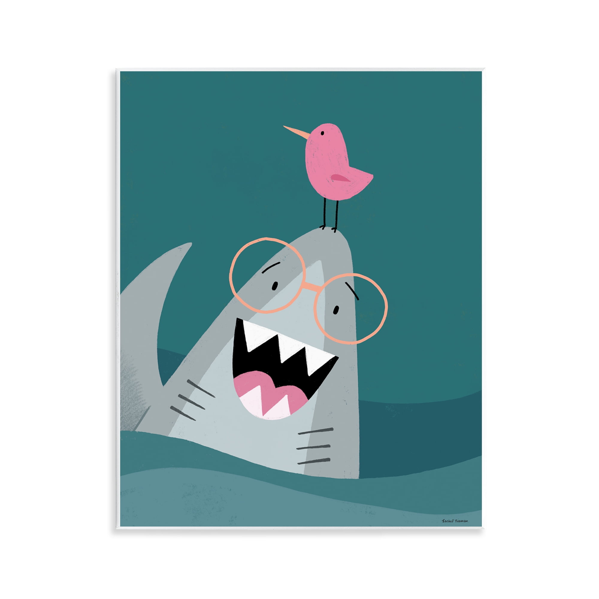 Stupell Industries The Friendliest Shark Wall Plaque Art, design by Rachel Nieman
