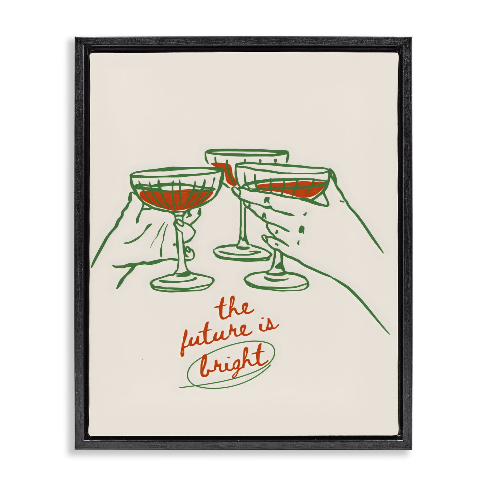 Stupell Industries The Future Is Bright Toast Black Framed Floater Canvas Wall Art, design by The Prints Vibe