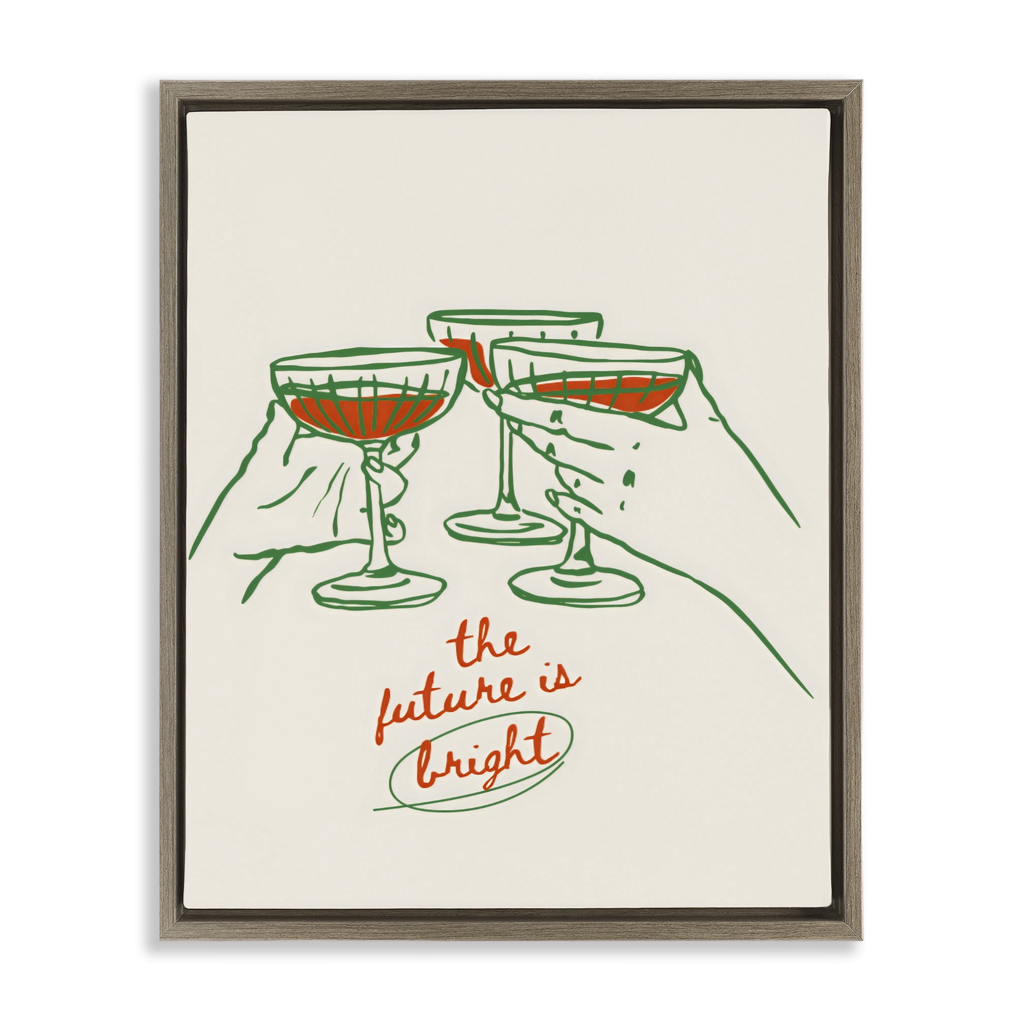Stupell Industries The Future Is Bright Toast Brown Framed Floater Canvas Wall Art, design by The Prints Vibe