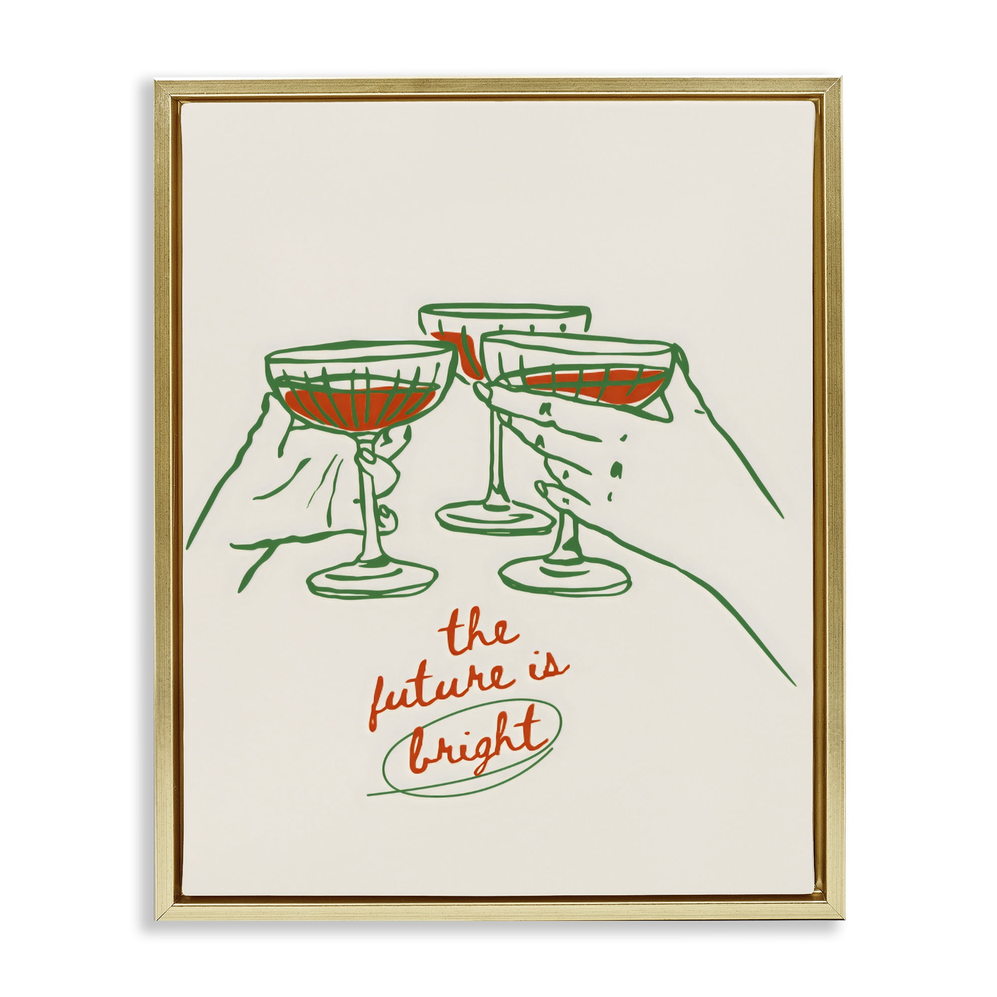 Stupell Industries The Future Is Bright Toast Gold Framed Floater Canvas Wall Art, design by The Prints Vibe