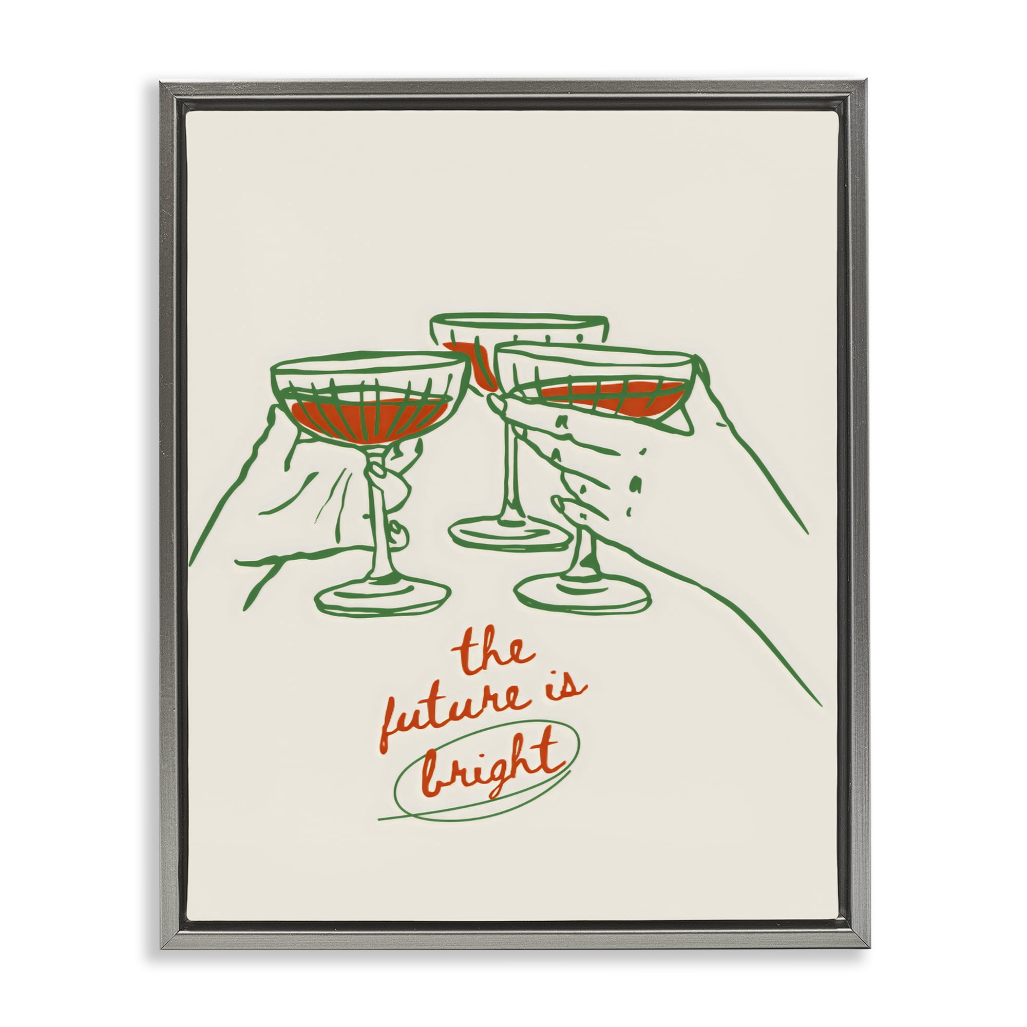 Stupell Industries The Future Is Bright Toast Gray Framed Floater Canvas Wall Art, design by The Prints Vibe