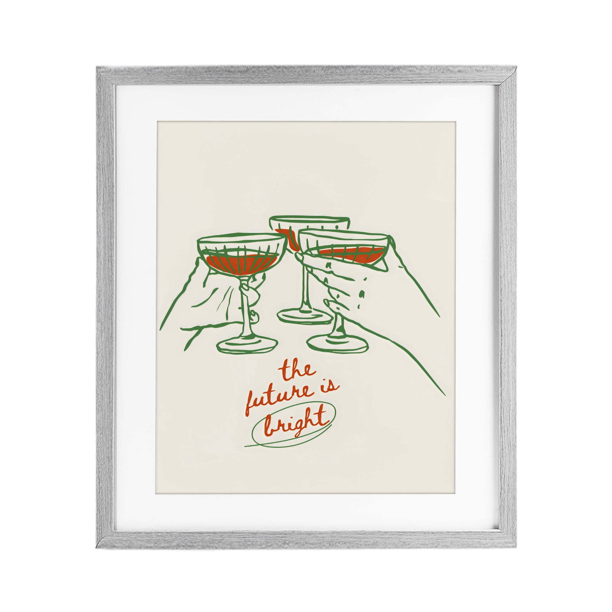 Stupell Industries The Future Is Bright Toast Gray Framed Print Under Glass, design by The Prints Vibe