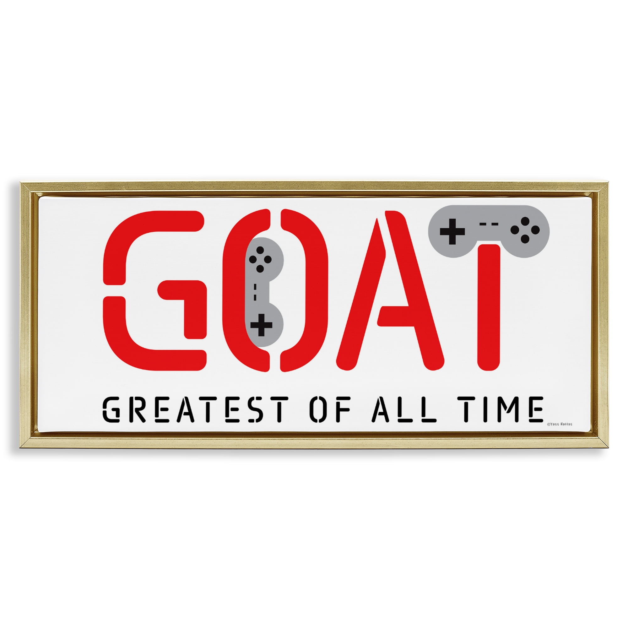 Stupell Industries The GOAT Gamer Gold Framed Floater Canvas Wall Art, design by Yass Naffas Designs