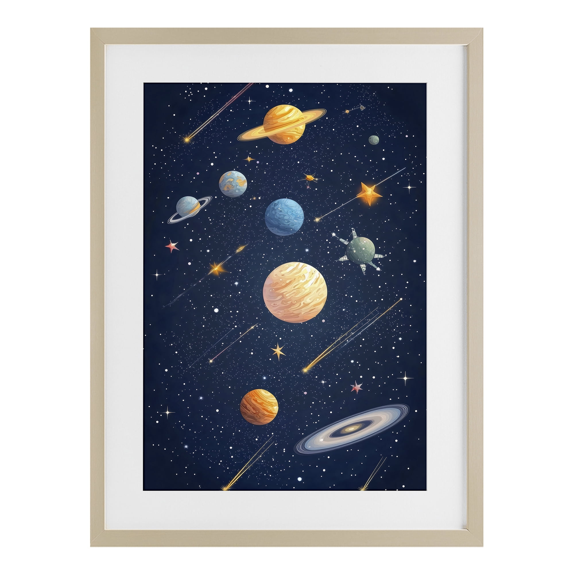 Stupell Industries The Galaxy Composition Birch Framed Print Under Glass, design by Creative Studio