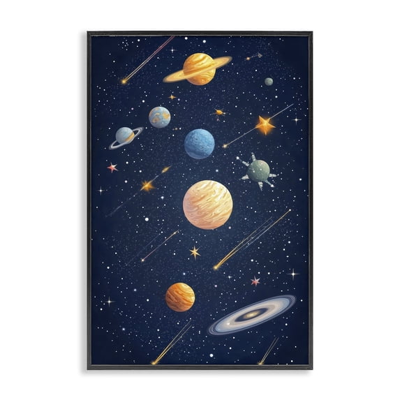 Stupell Industries Contemporary The Galaxy Composition Black Framed Giclee Art, 16 x 24, by Creative Studio