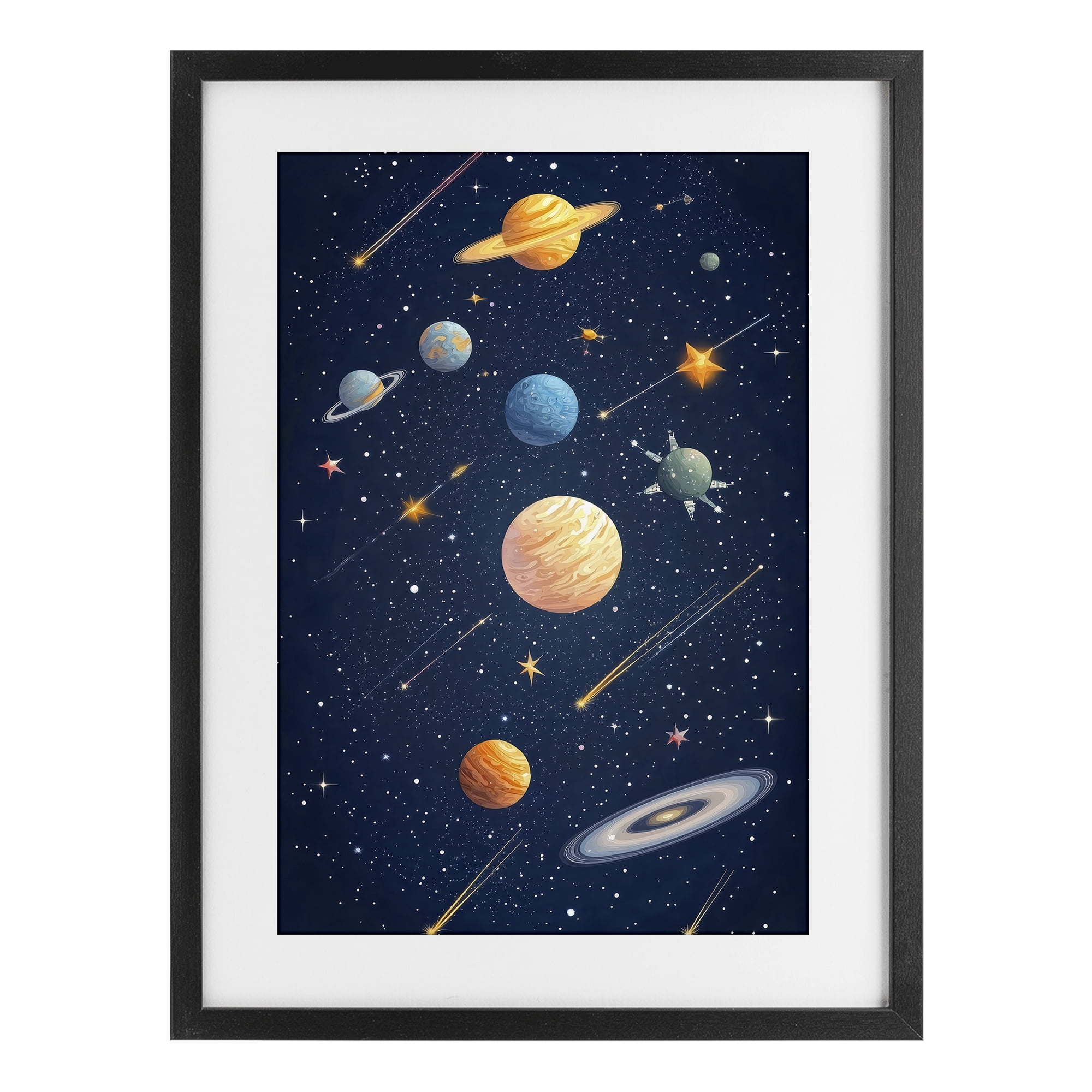 Stupell Industries The Galaxy Composition Black Framed Print Under Glass, design by Creative Studio
