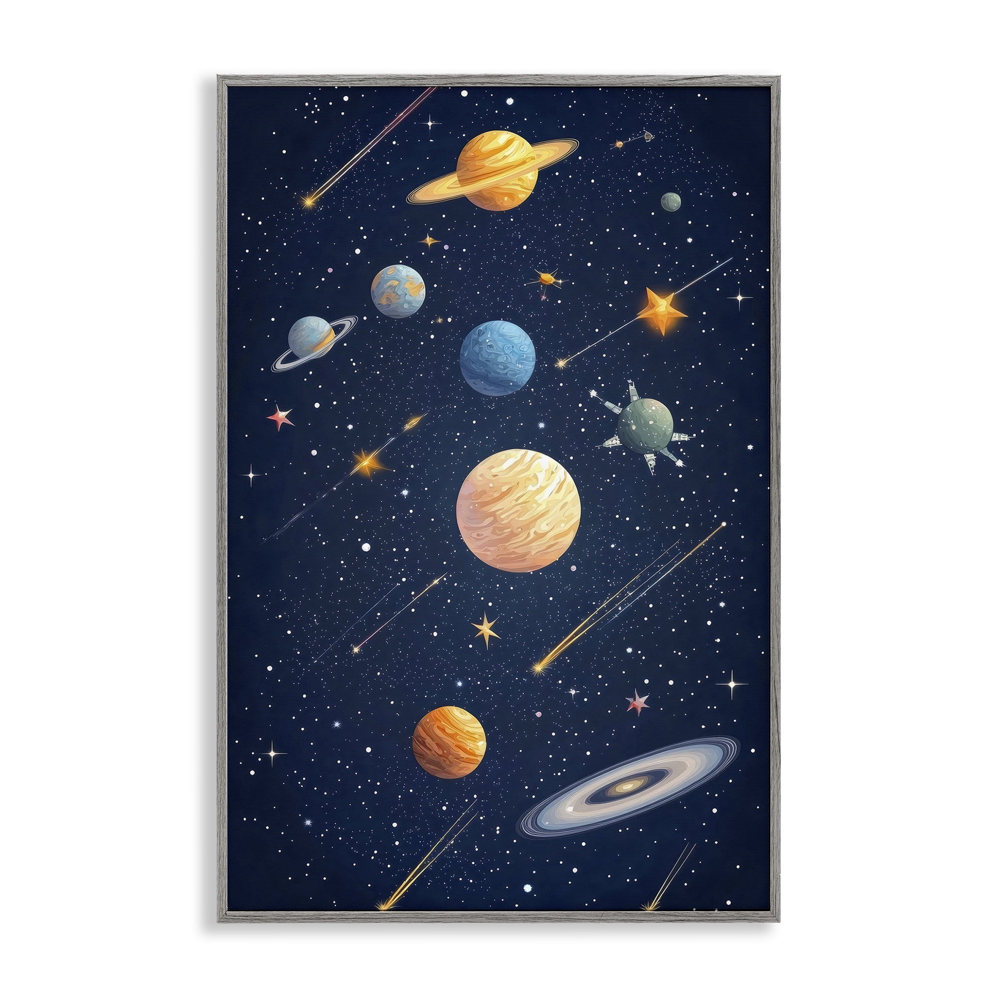 Stupell Industries The Galaxy Composition Gray Framed Giclee Art, design by Creative Studio