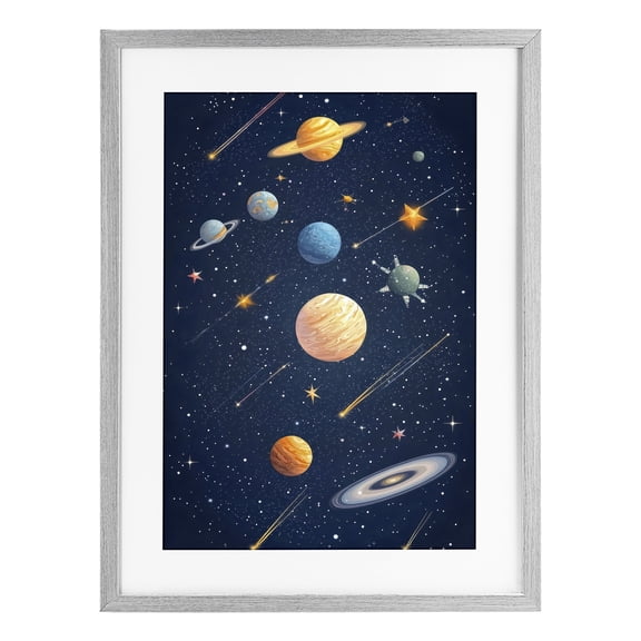 Stupell Industries The Galaxy Composition Gray Framed Print Under Glass, design by Creative Studio