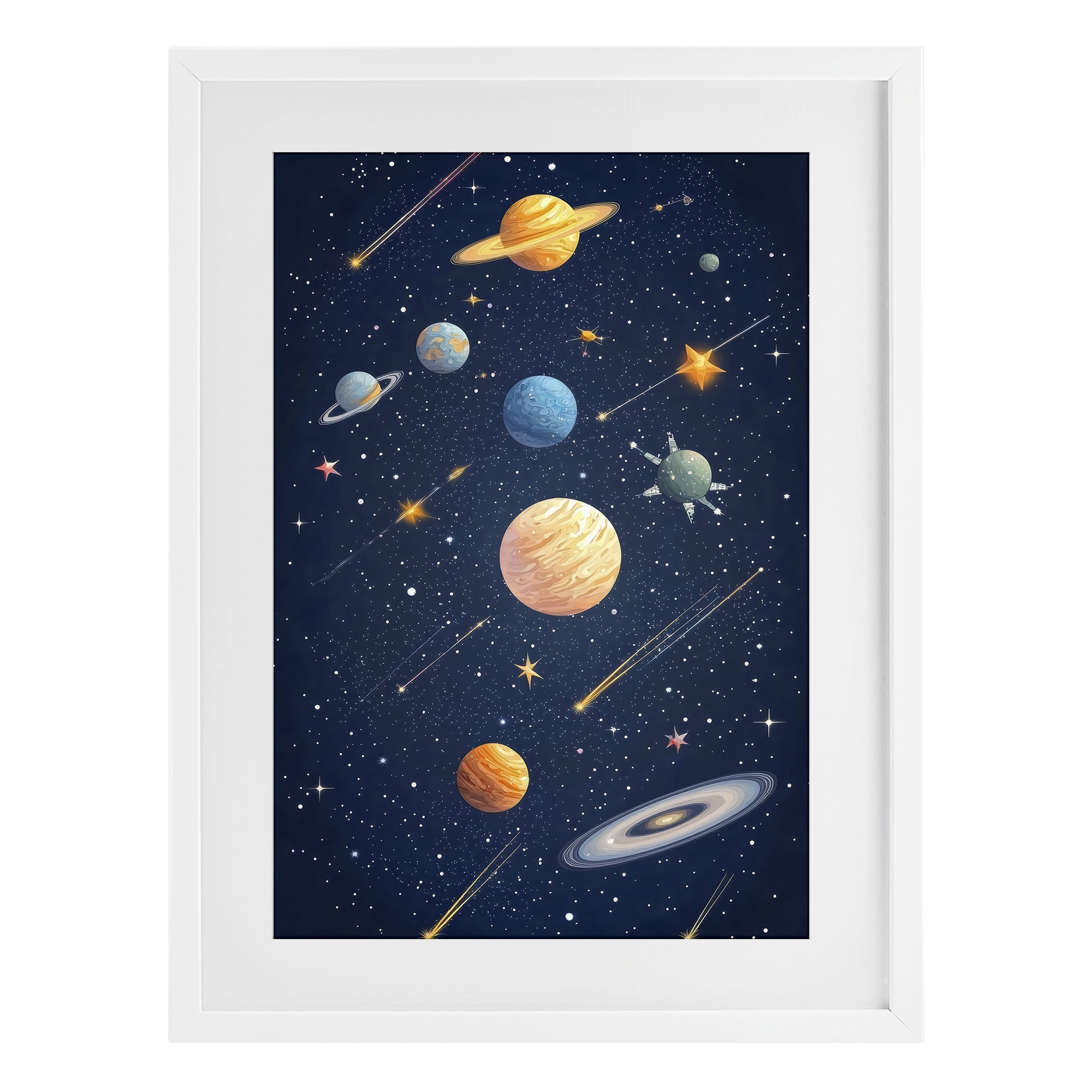 Stupell Industries The Galaxy Composition White Framed Print Under Glass, design by Creative Studio