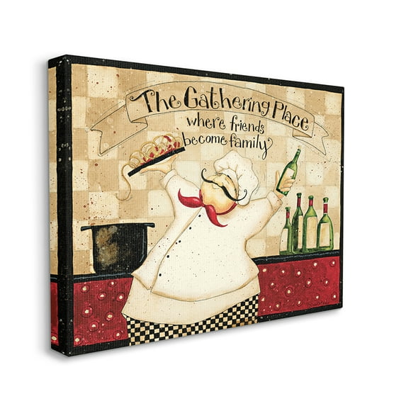 Stupell Industries The Gathering Place Phrase Vintage Kitchen Chef Charm Canvas Wall Art by Dan DiPaolo