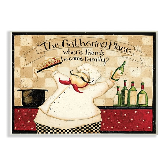 Stupell Industries The Gathering Place Phrase Vintage Kitchen Chef Charm Wall Plaque by Dan DiPaolo