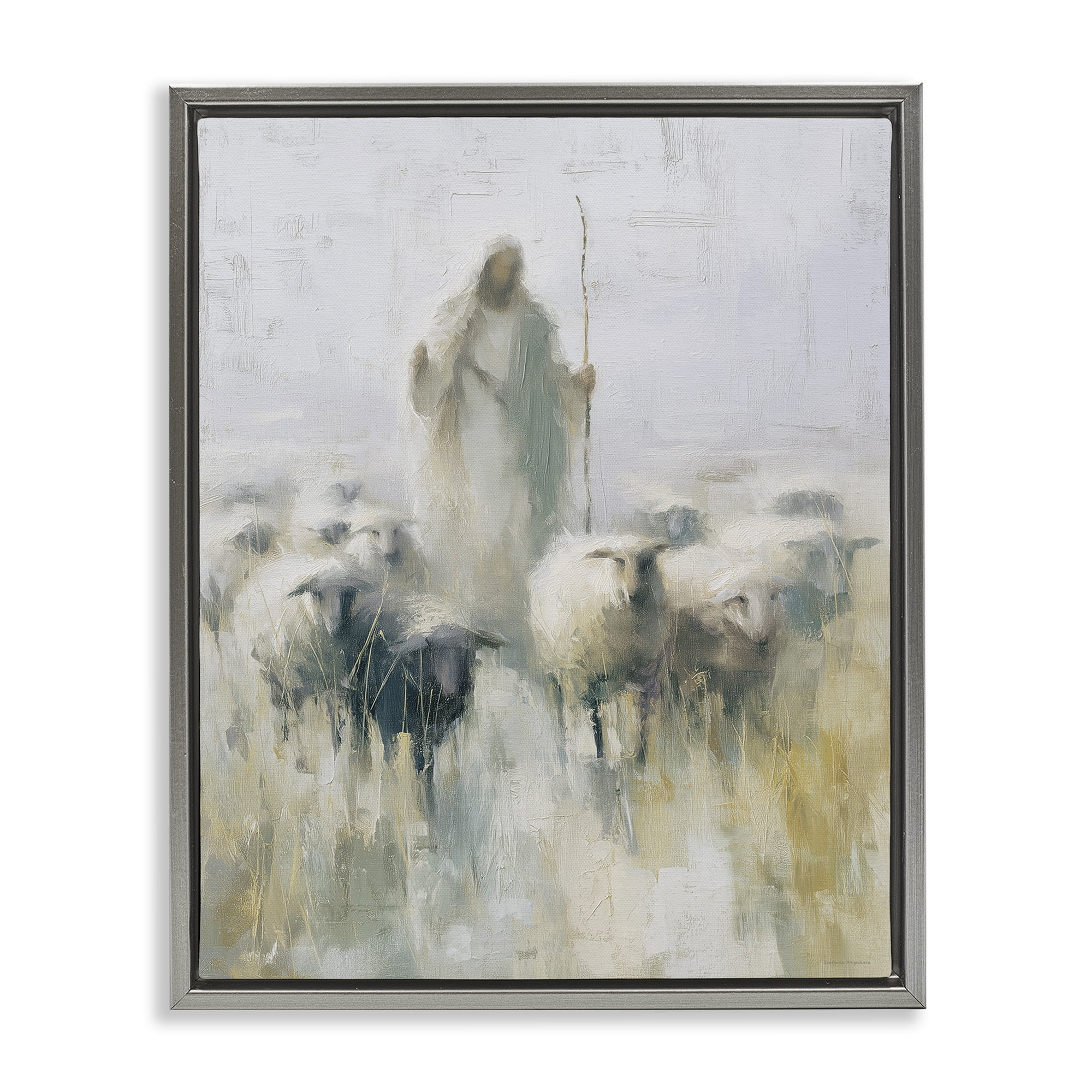 Stupell Industries The Gentle Guide Shepherd Gray Framed Floater Canvas Wall Art, design by Svetlana Aleynikova