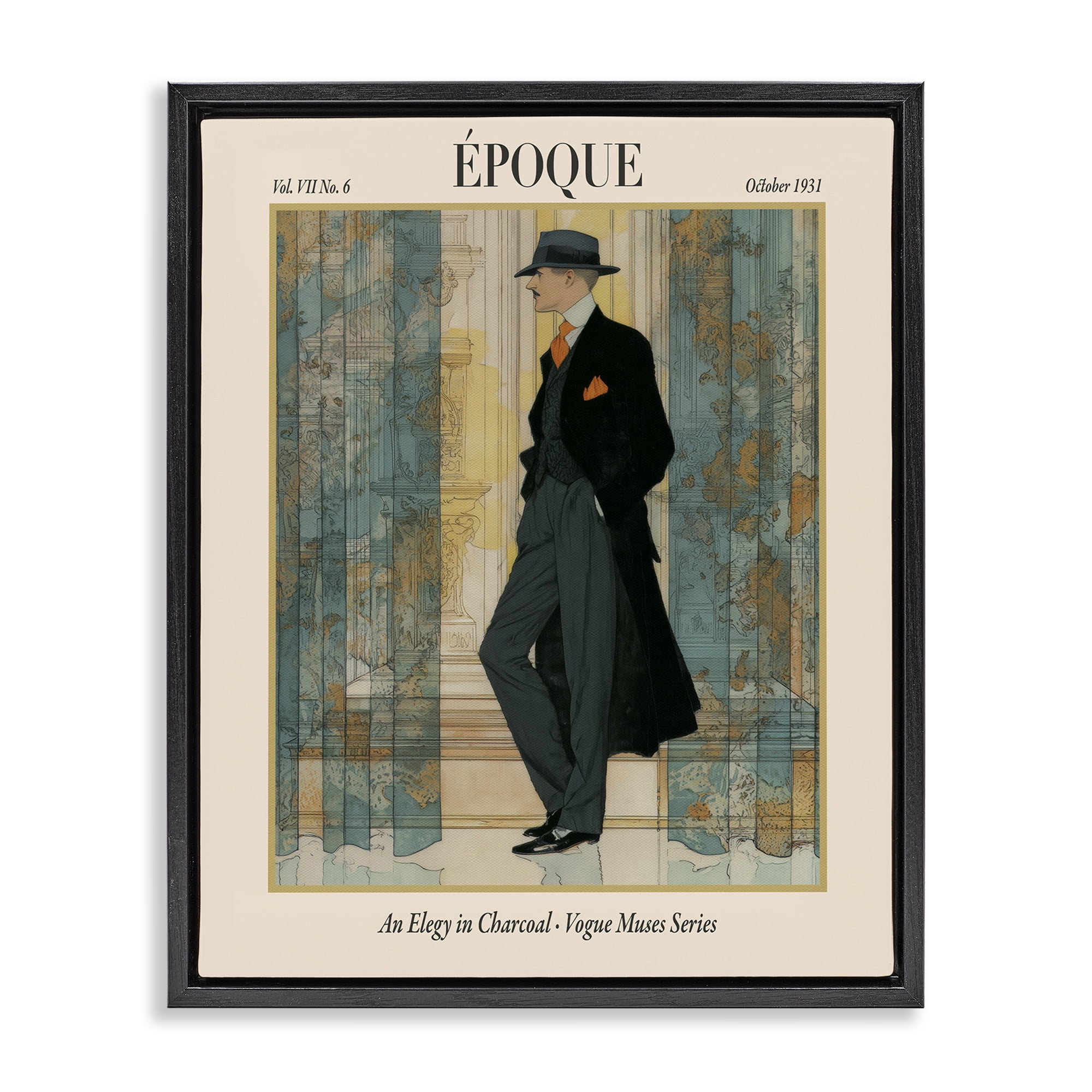 Stupell Industries The Gentleman Magazine Black Framed Floater Canvas Wall Art, design by A Barefoot Stylist