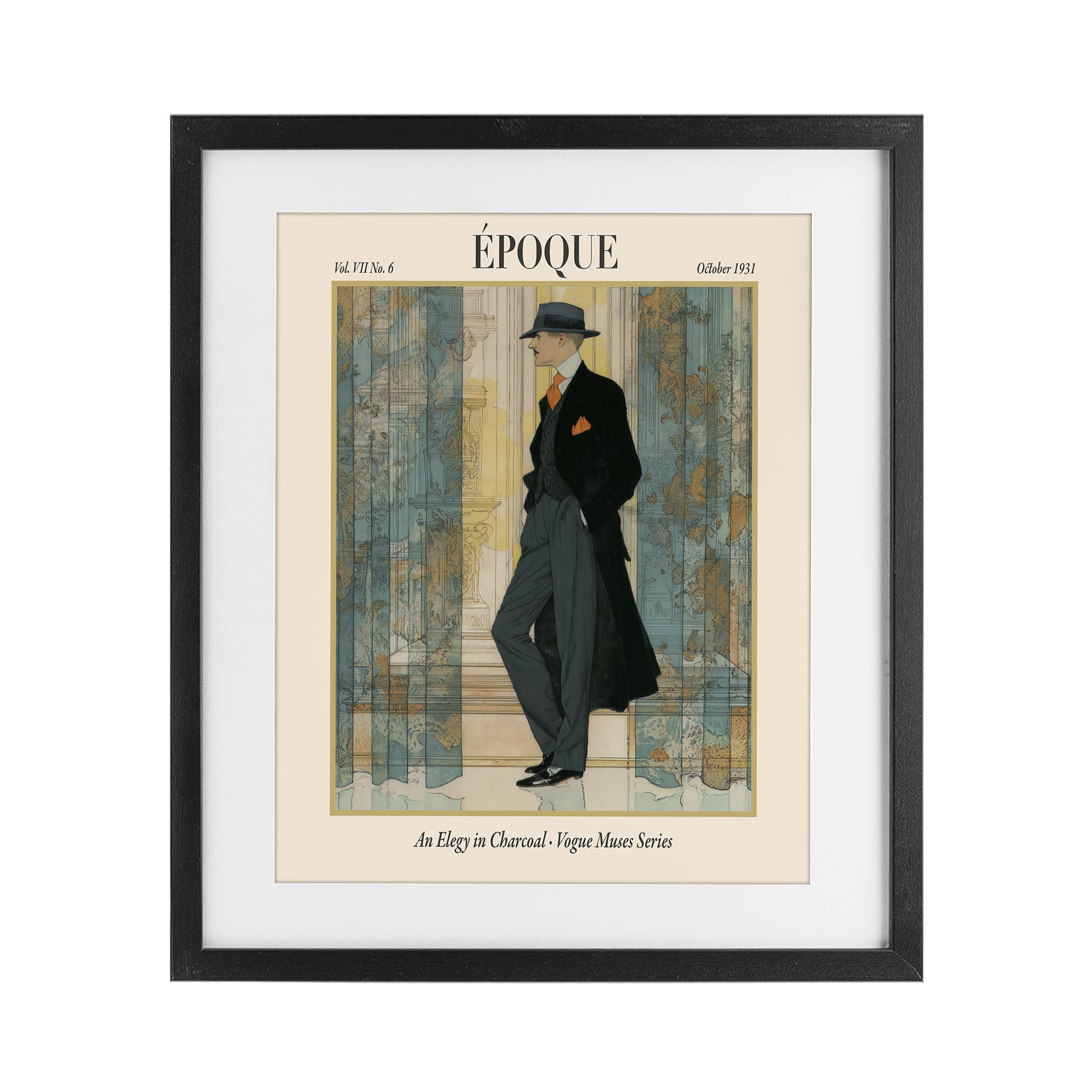 Stupell Industries The Gentleman Magazine Black Framed Print Under Glass, design by A Barefoot Stylist