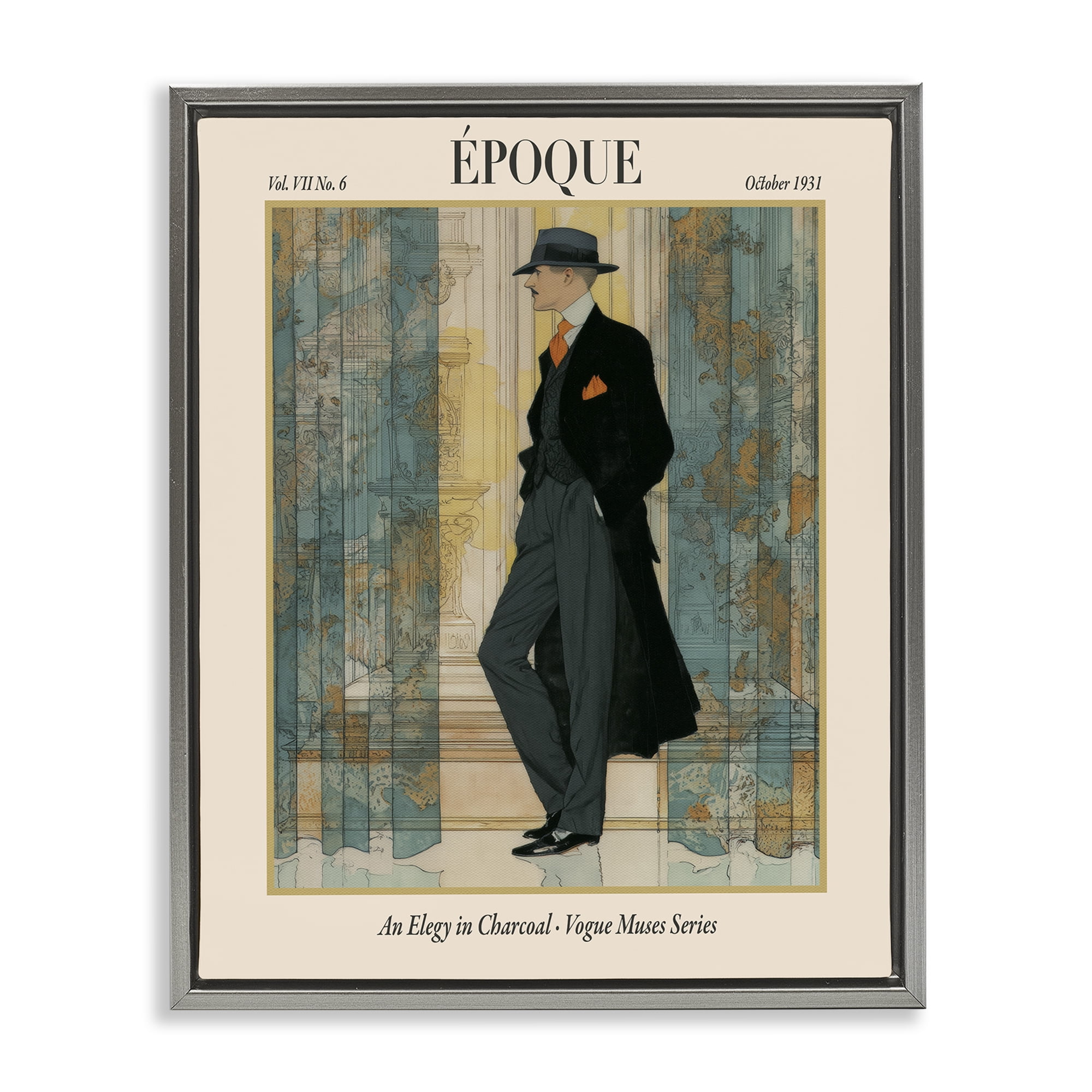 Stupell Industries The Gentleman Magazine Gray Framed Floater Canvas Wall Art, design by A Barefoot Stylist