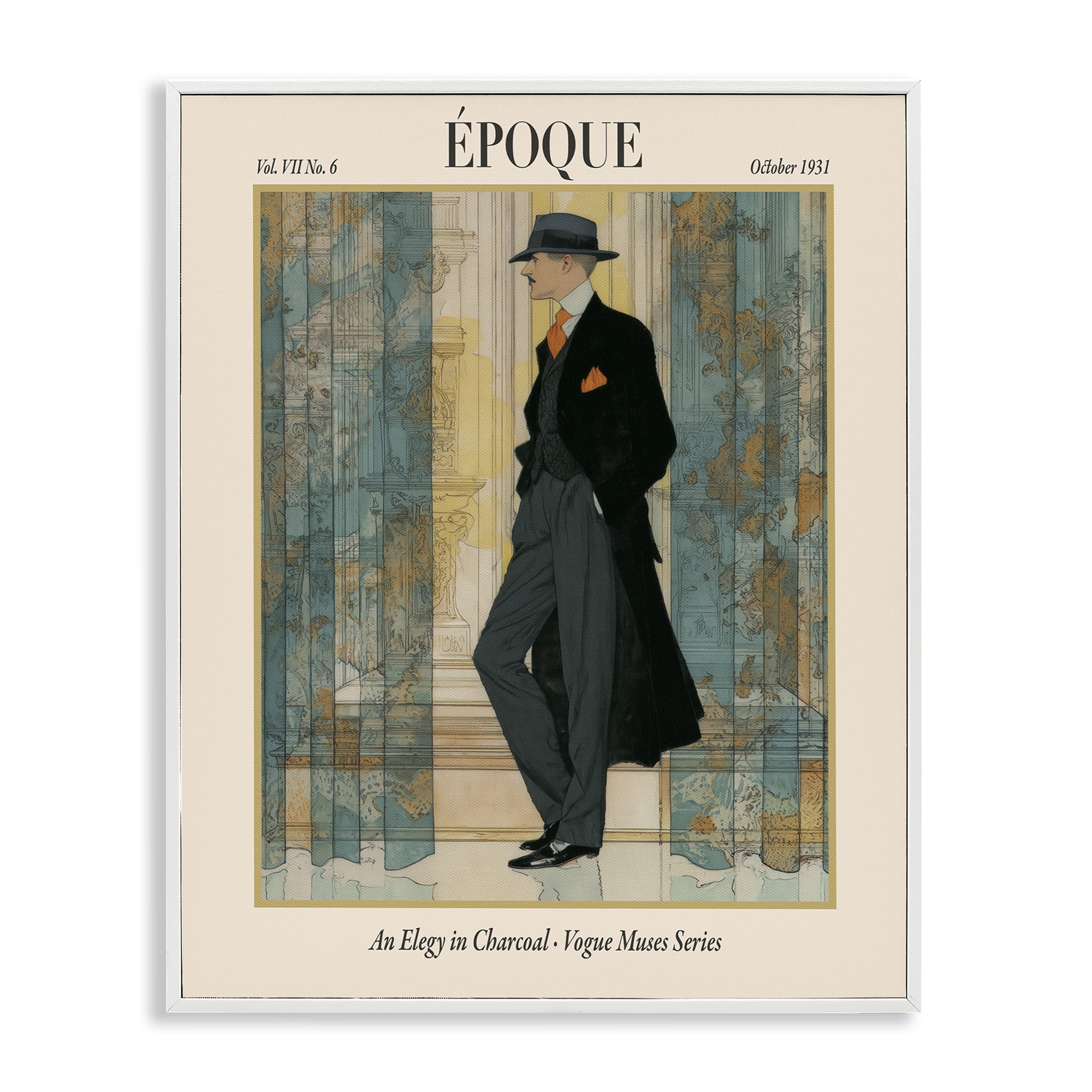 Stupell Industries The Gentleman Magazine White Framed Giclee Art, design by A Barefoot Stylist