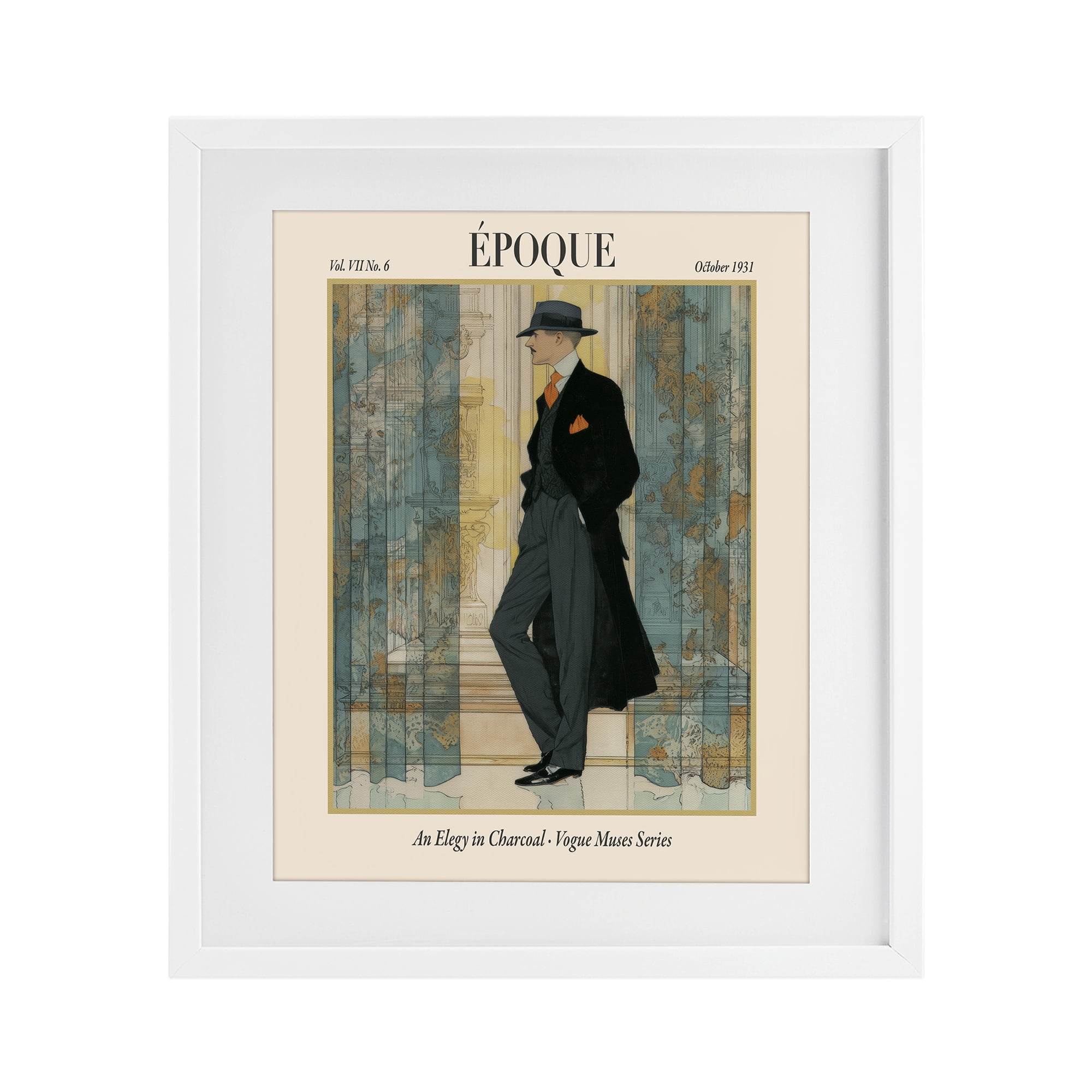 Stupell Industries The Gentleman Magazine White Framed Print Under Glass, design by A Barefoot Stylist
