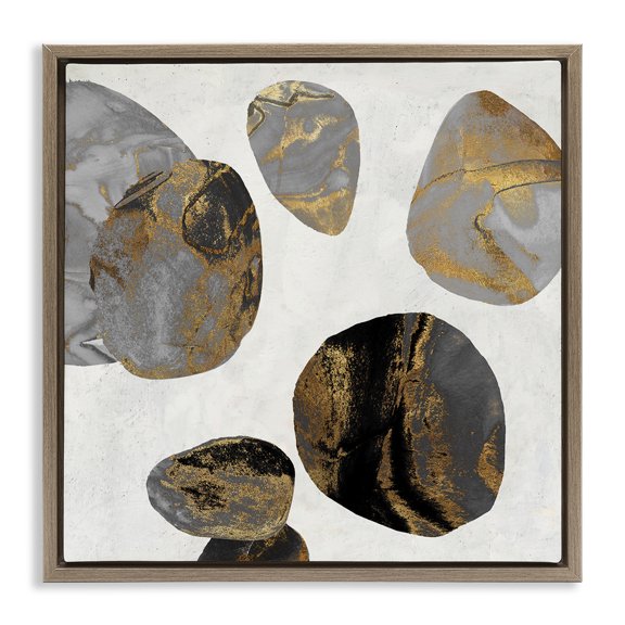 Stupell Industries The Golden Eggs Abstraction Brown Framed Floater Canvas Wall Art design by Jacob Q, 25 x 25