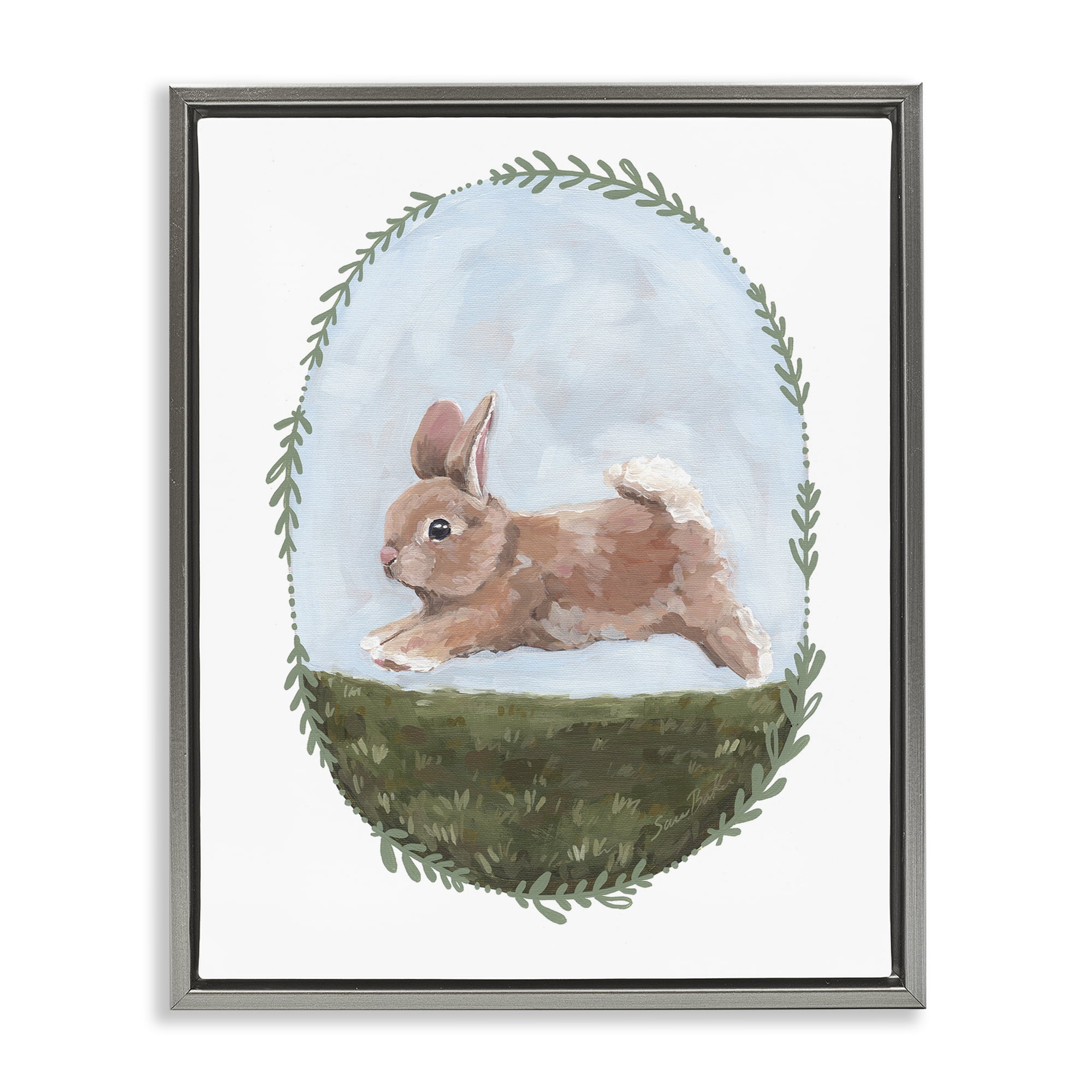 Stupell Industries The Goodness of Spring Gray Framed Floater Canvas Wall Art, design by Sara Baker