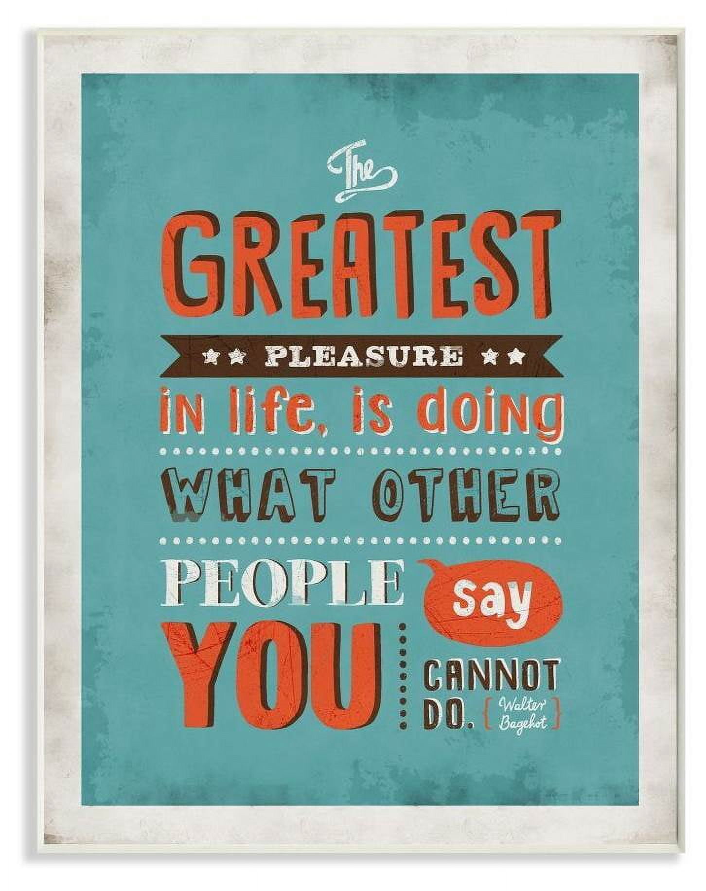 Stupell Industries The Greatest Pleasure Inspirational Vintage Comic Book Blue Design Wall Plaque by Ester Kay