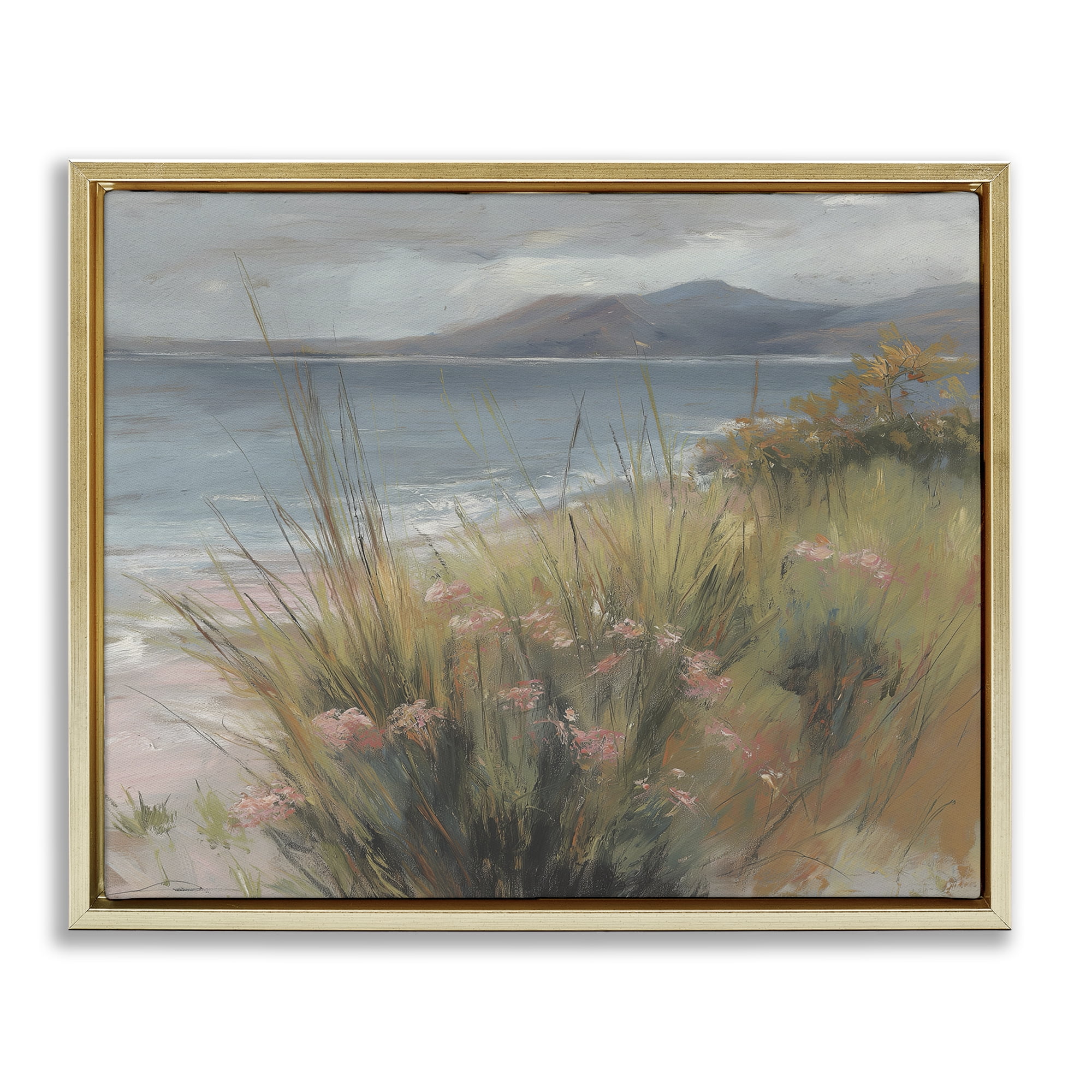 Stupell Industries The Green Valley Beach Gold Framed Floater Canvas Wall Art, design by Svetlana Aleynikova