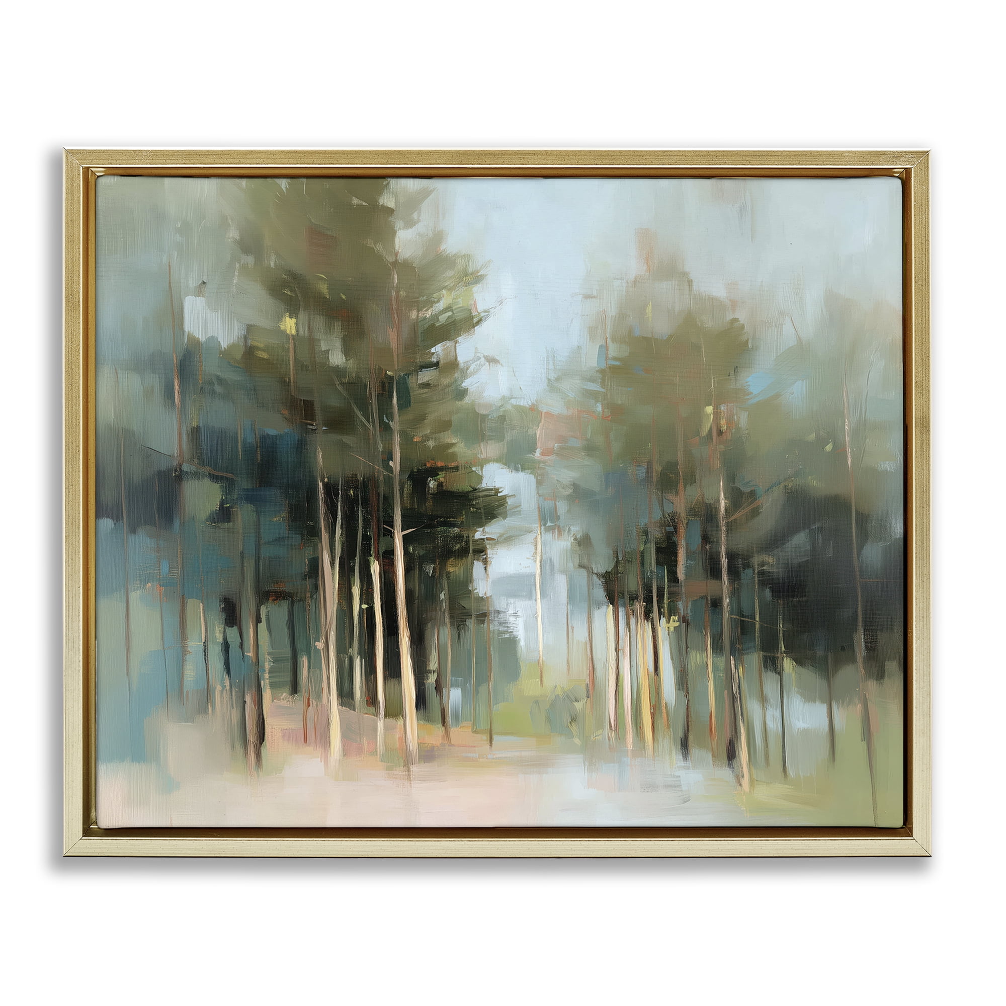 Stupell Industries The Grove Impressionist Forest Gold Framed Floater Canvas Wall Art, design by Kim Curinga