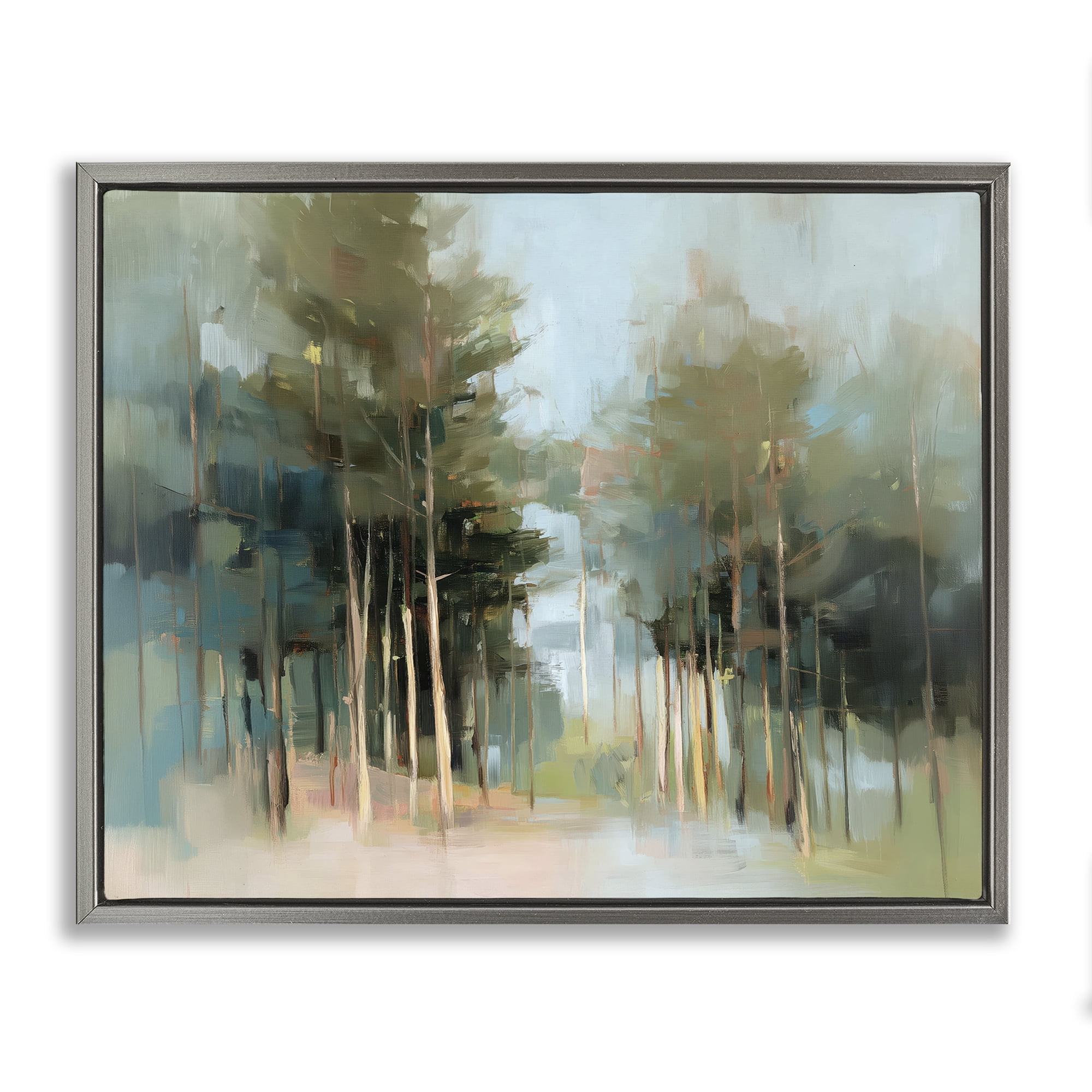 Stupell Industries The Grove Impressionist Forest Gray Framed Floater Canvas Wall Art, design by Kim Curinga