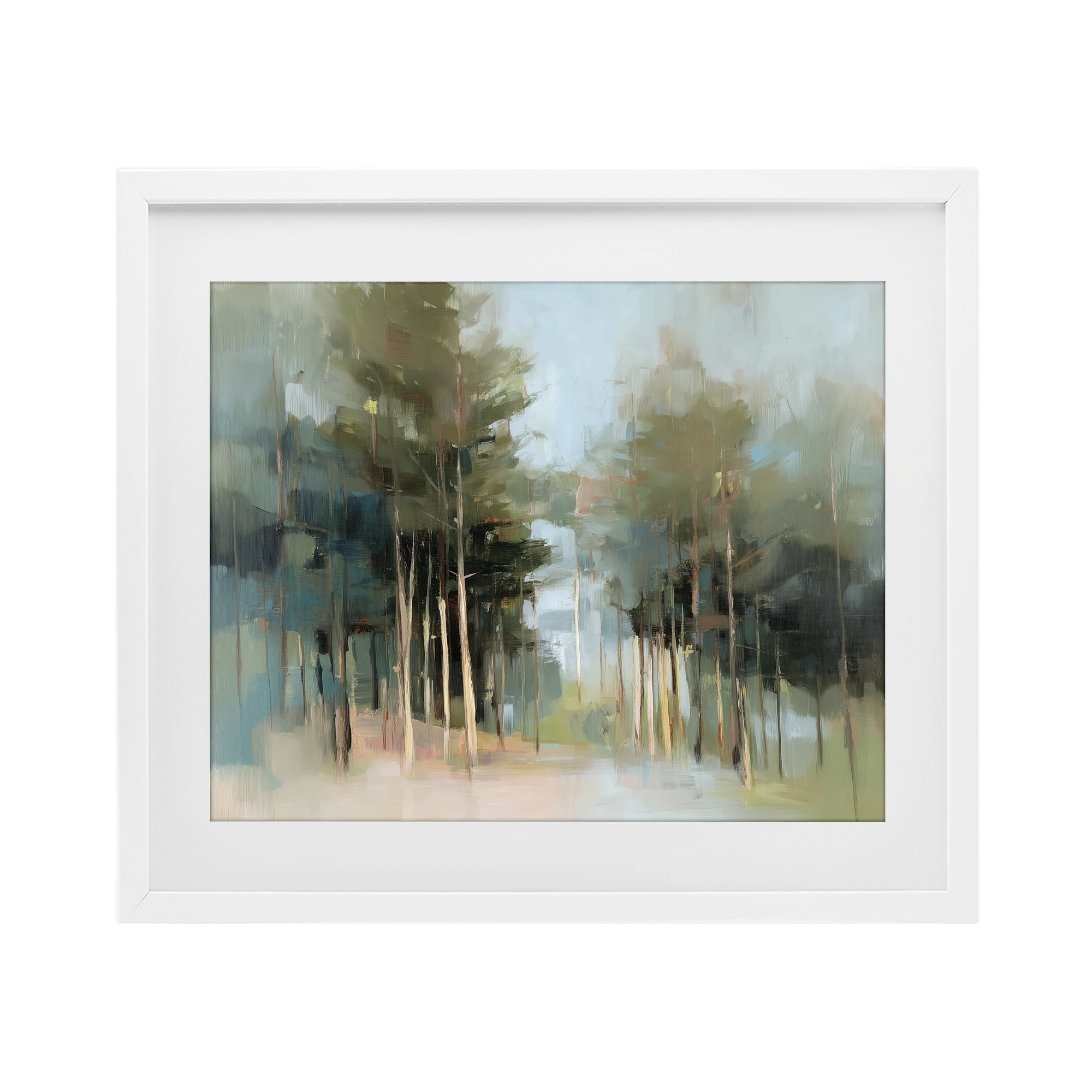 Stupell Industries The Grove Impressionist Forest White Framed Print Under Glass, design by Kim Curinga