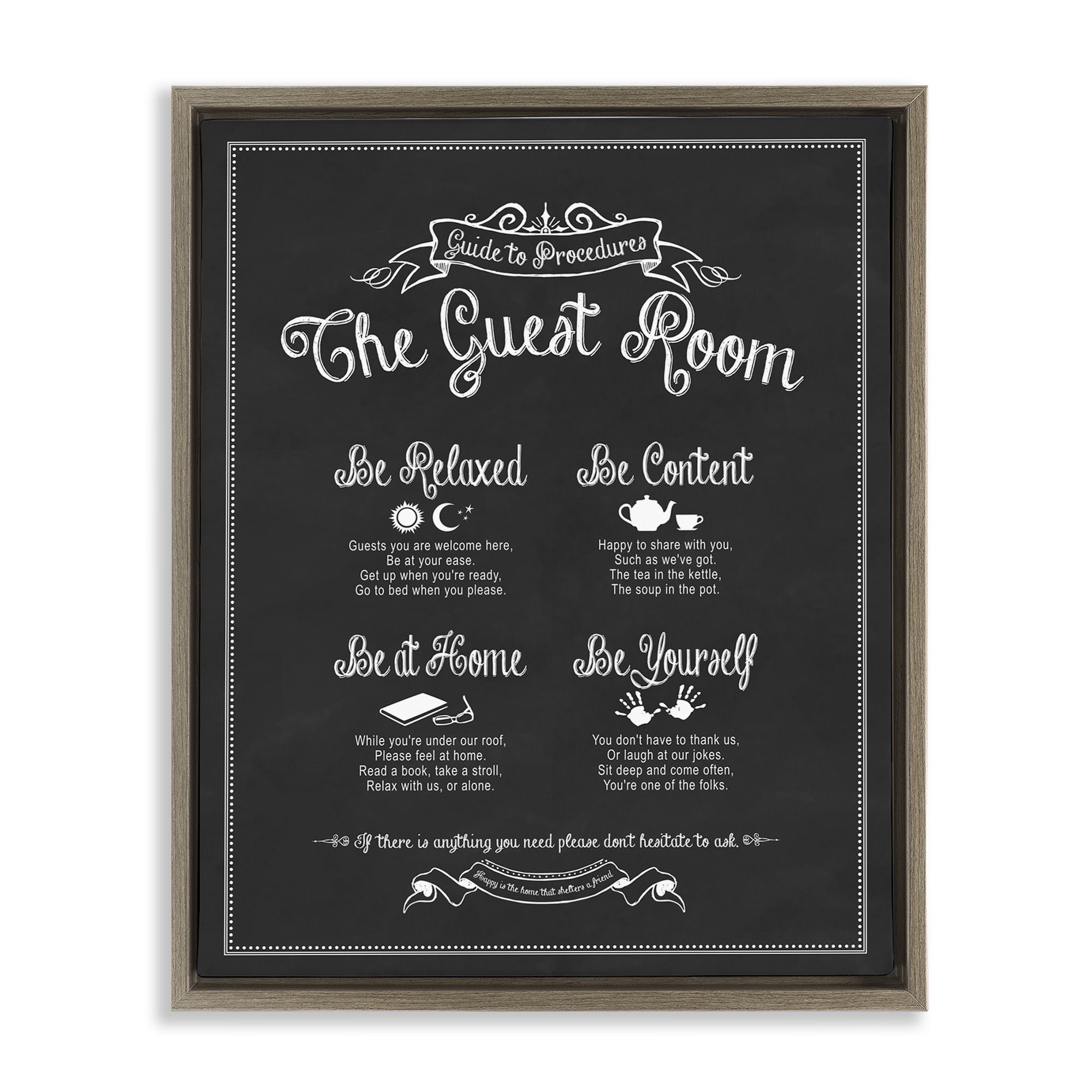 Stupell Industries The Guest Room Guide Inspirational Painting Brown Floater Framed Canvas Art Print Wall Art, 25 x 31