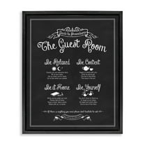 Stupell Industries The Guest Room Guide Jet Black Framed Floating Canvas Wall Art, 16x20, by Lettered and Lined