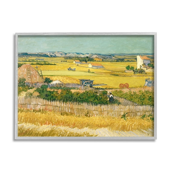 Stupell Industries The Harvest Vincent van Gogh Classic Painting Painting Gray Framed Art Print Wall Art, Design by one1000paintings