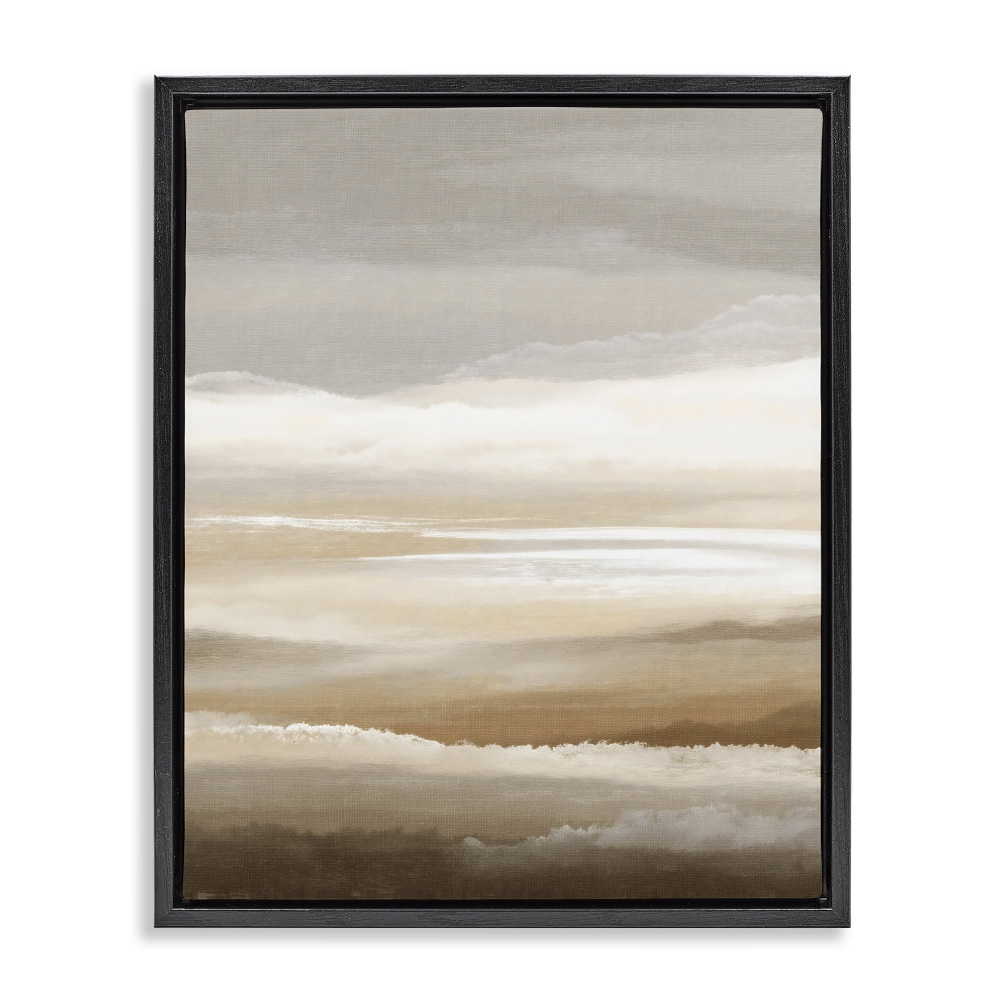 Stupell Industries The Horizon Serene Cloud Layers Black Framed Floater Canvas Wall Art, design by Ink Drop Loft