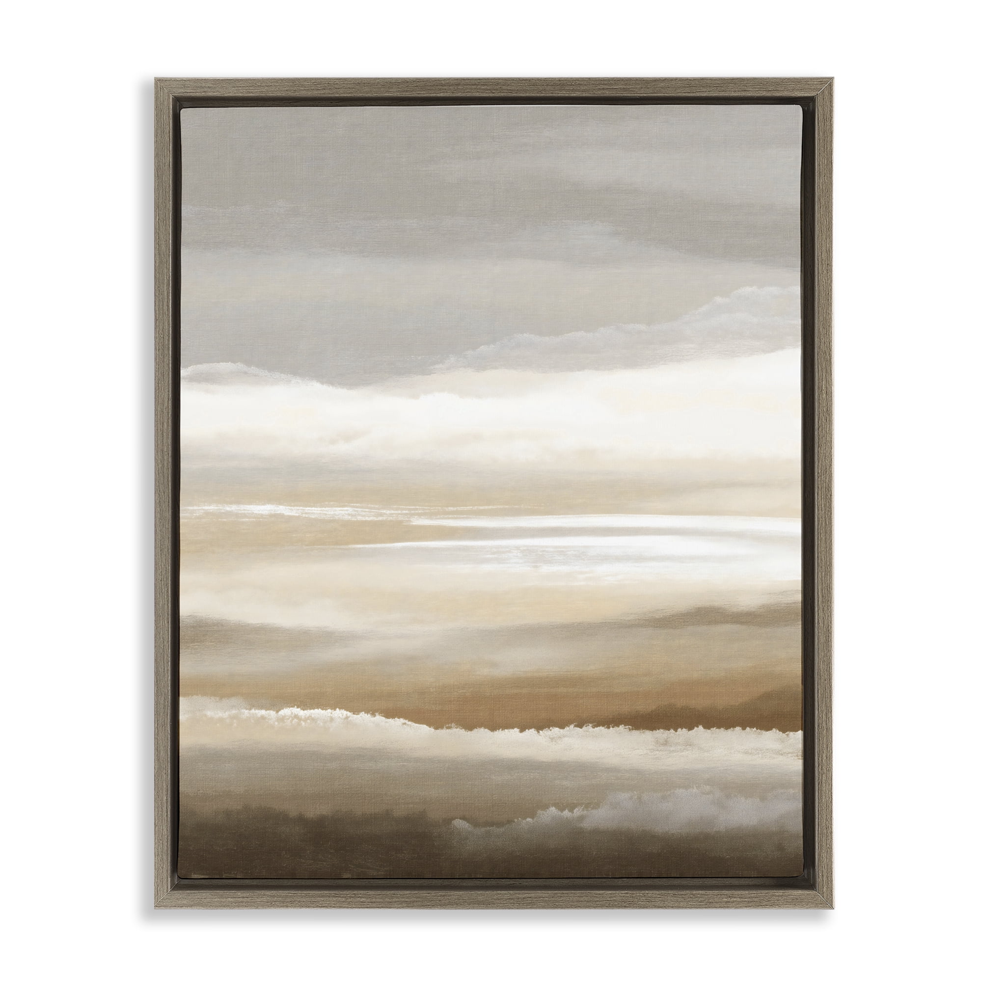 Stupell Industries The Horizon Serene Cloud Layers Brown Framed Floater Canvas Wall Art, design by Ink Drop Loft