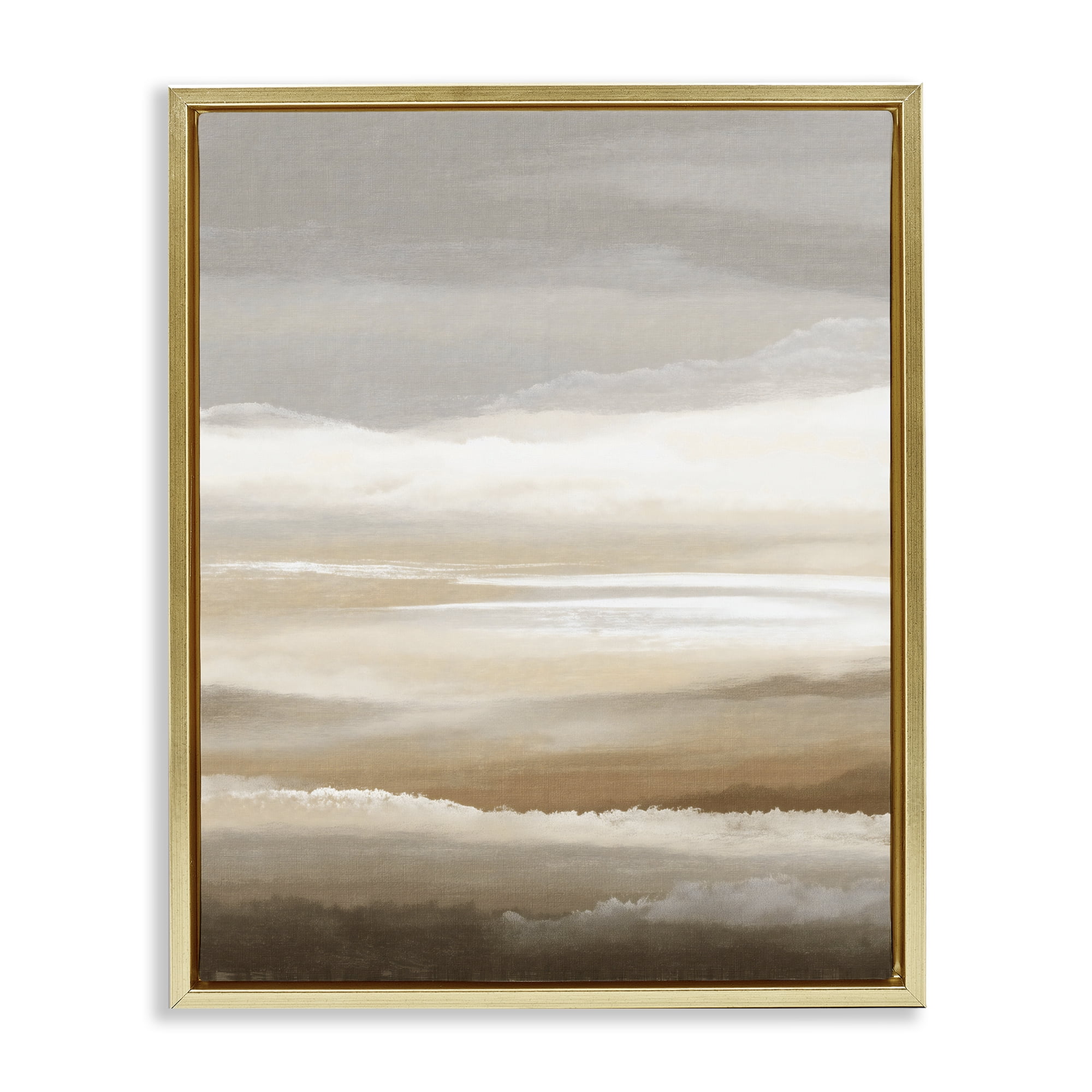 Stupell Industries The Horizon Serene Cloud Layers Gold Framed Floater Canvas Wall Art, design by Ink Drop Loft