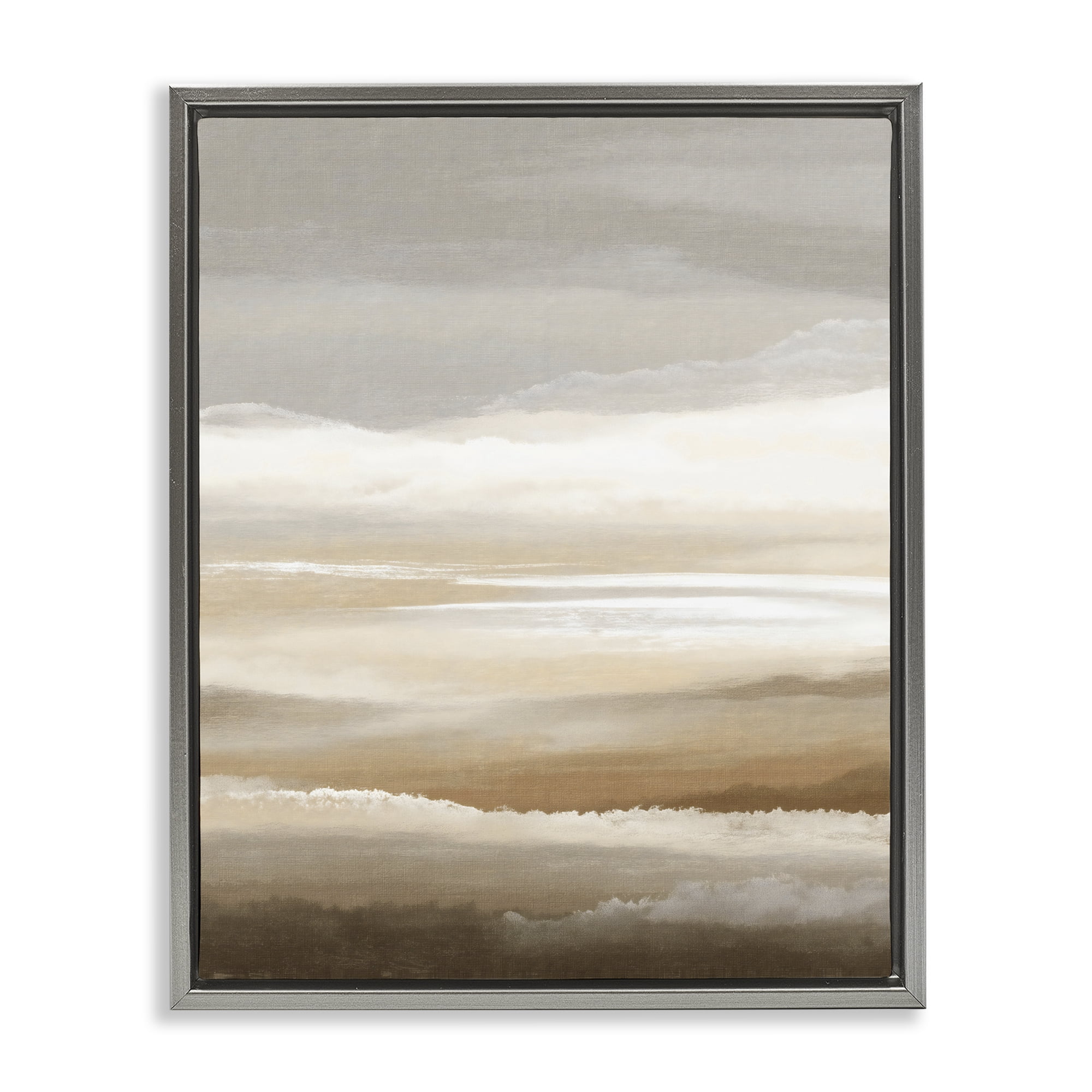 Stupell Industries The Horizon Serene Cloud Layers Gray Framed Floater Canvas Wall Art, design by Ink Drop Loft