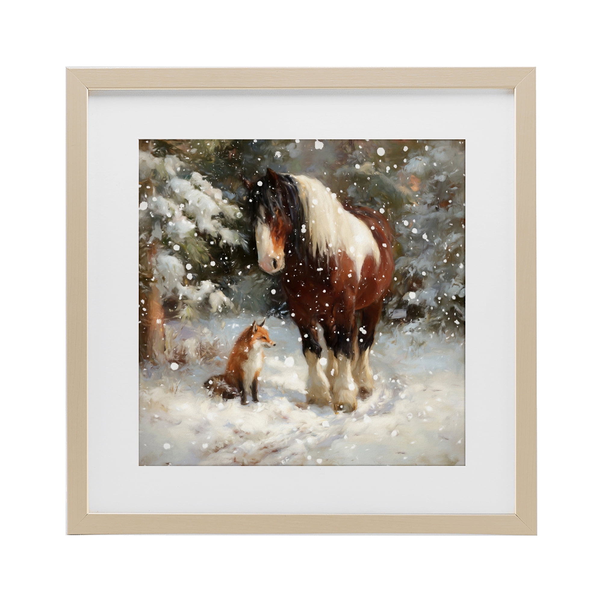 Stupell Industries The Horse & The Fox Birch Framed Print Under Glass, design by Tina LeCour