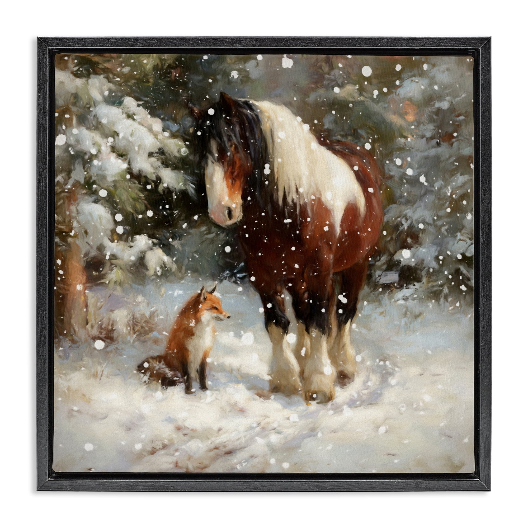 Stupell Industries The Horse & The Fox Black Framed Floater Canvas Wall Art, design by Tina LeCour